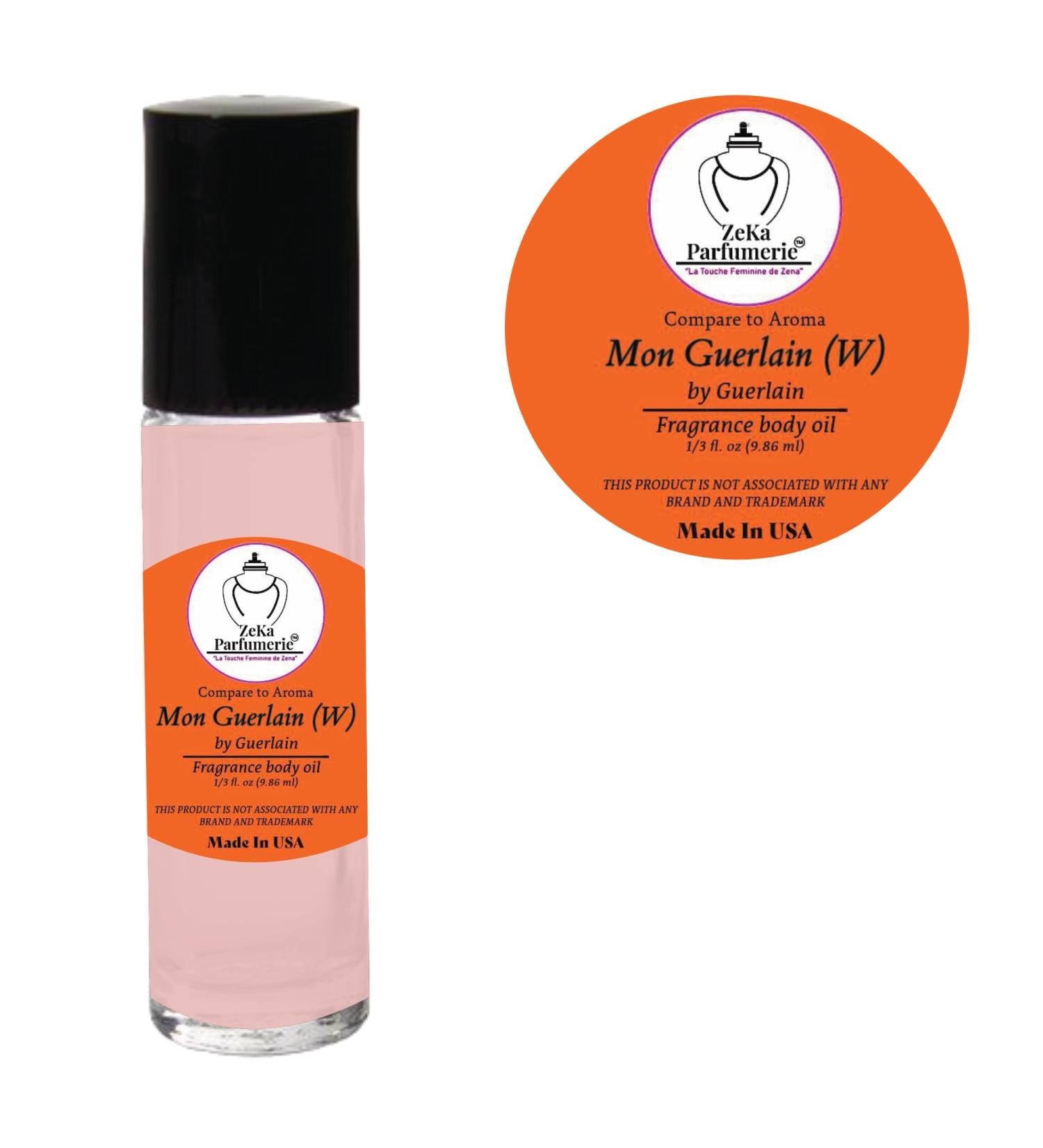 ZEKA PARFUMERIE Compare to Aroma Compatible with Mon Guerlain for Women Fragrance Body oil on 1/3 oz (9.86ml) size Roll-On Botlle