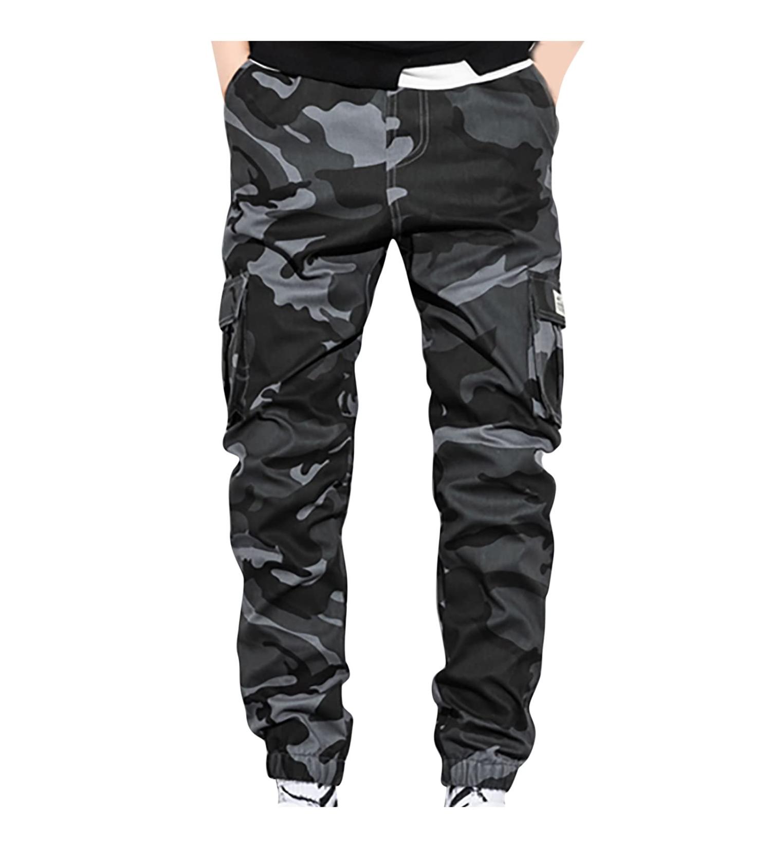 Men s Casual Cargo Pants Camo Military Army Combat Work Sweatpants Black Large