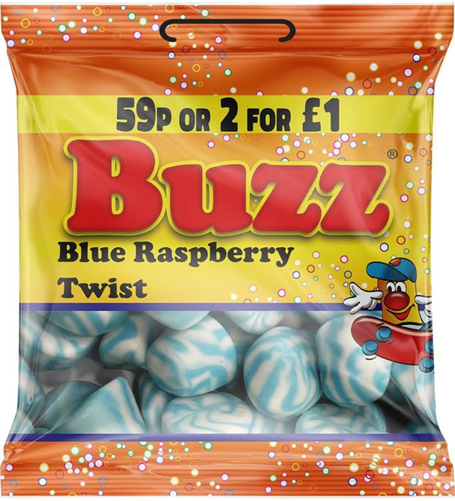 Buzz Sweet's Raspberry Twist|Blue Raspberry Sweets| Classic Retro Sweets - Pick n Mix Fruity Sweets | Kids Bag| 14 Packs