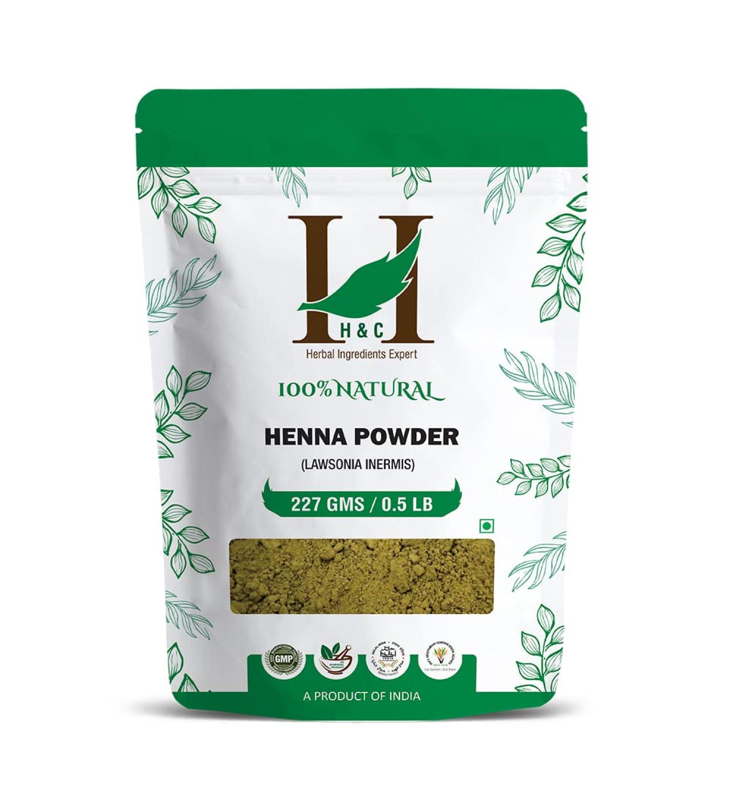 H&C 100% Natural Henna Powder 227g (1/2 LB) for Hair - 8 Ounce Pack - Pure Lawsonia Inermis - Buy Online on GoSupps.com