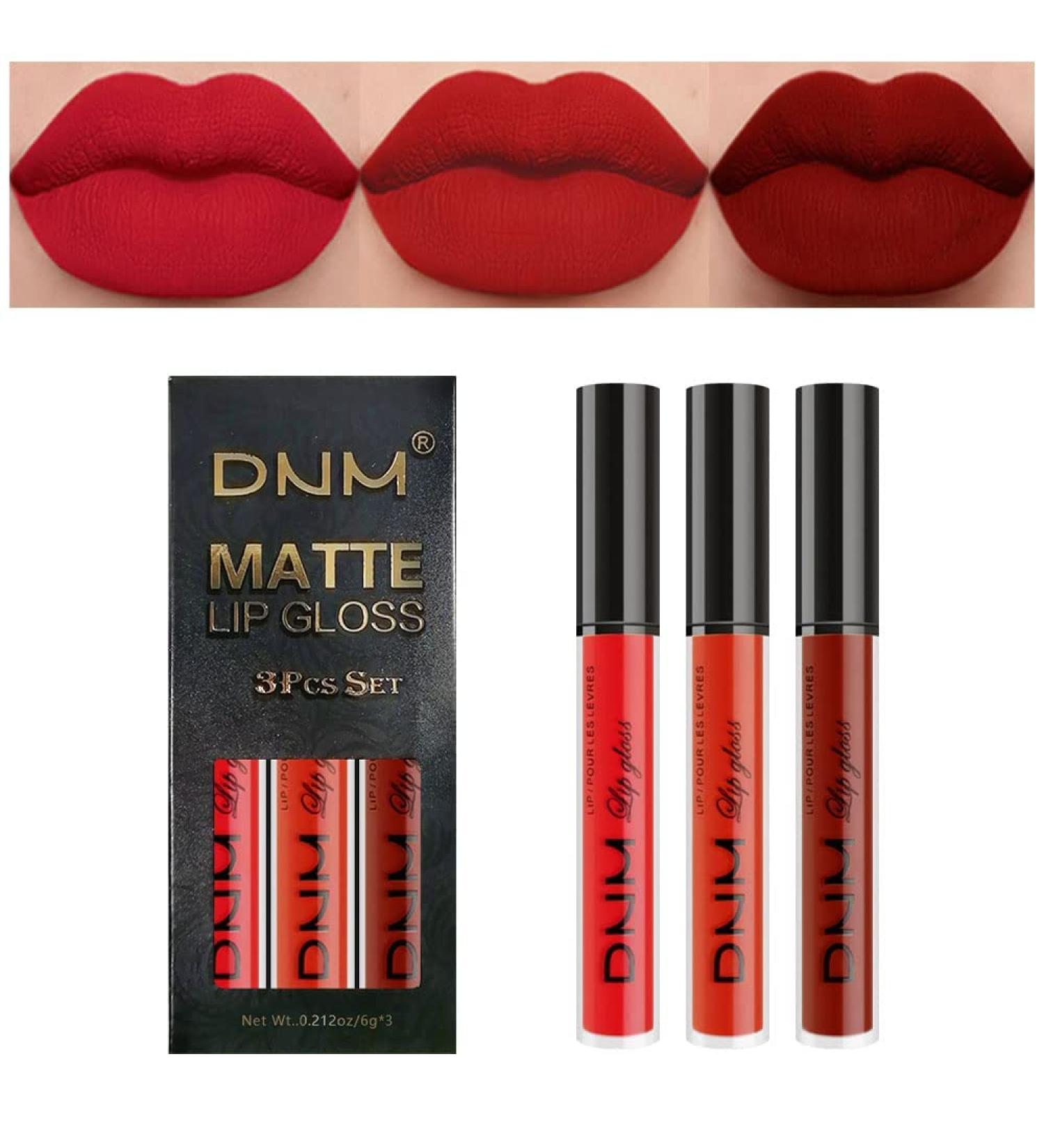 3pcs Dark Red Matte 24-Hour Liquid Lipstick Set | Long-Lasting & Waterproof Lip Stain | Smudge-Proof Lip Gloss Gift Set | Women's Makeup Kit - Buy Online on GoSupps.com