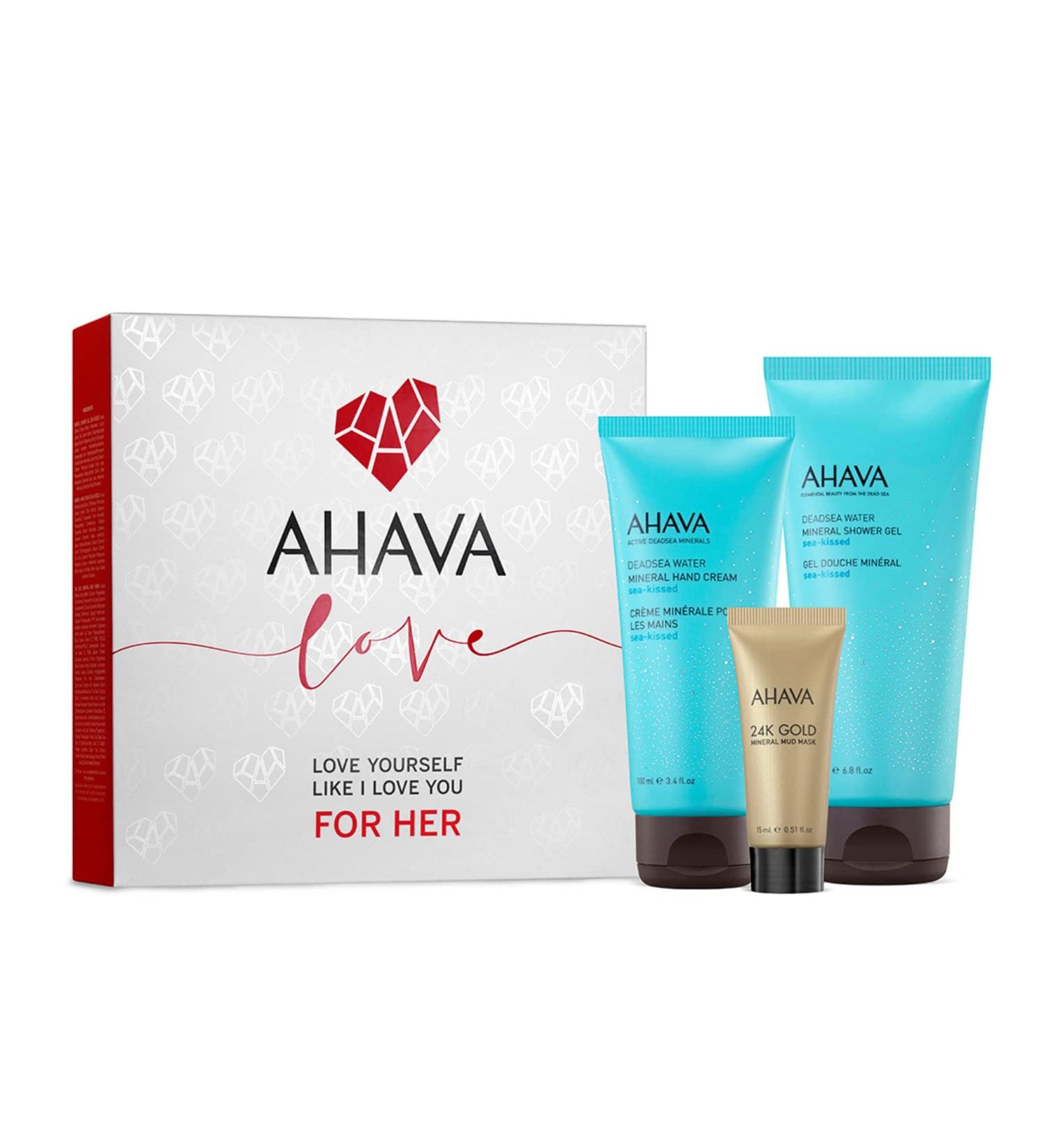 Buy AHAVA Kit For Her - Sea-Kissed Mineral Hand Cream Shower Gel & 24K Gold Mud Mask - International Shipping Available - Buy Online on GoSupps.com