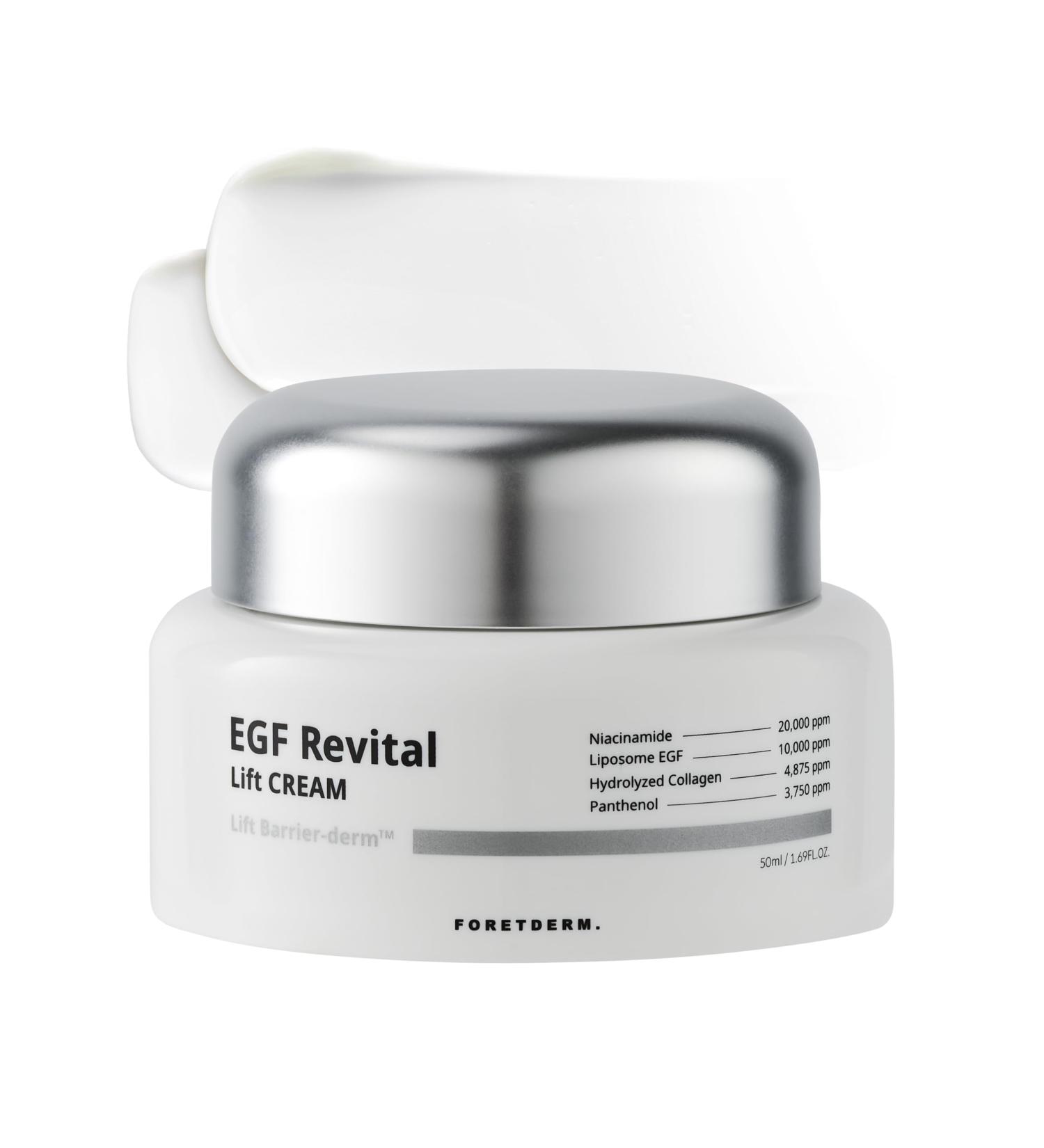Foretderm EGF Revital Lift Cream Anti Aging Moisturizer With Liposome EGF Niacinamide Hyaluronic Acid Ceramide Panthenol Hydrating Barrier Repair Korean Face Cream for Sensitive Skin 1.7 Fl Oz - Buy Online on GoSupps.com