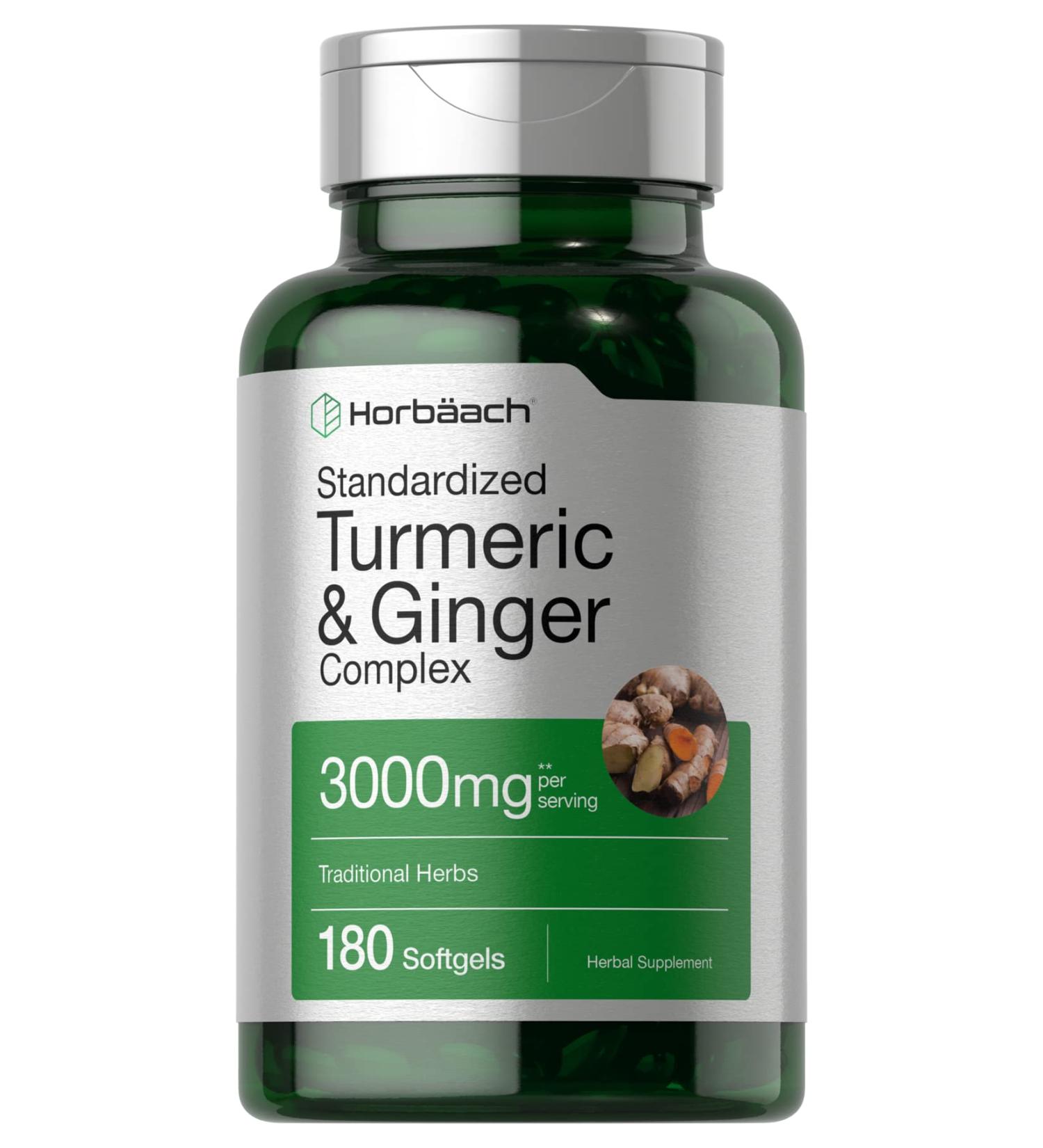 Turmeric & Ginger Supplement 3000mg | 180 Softgel Pills with Black Pepper | Non-GMO Gluten Free by Horbaach - Buy Online on GoSupps.com