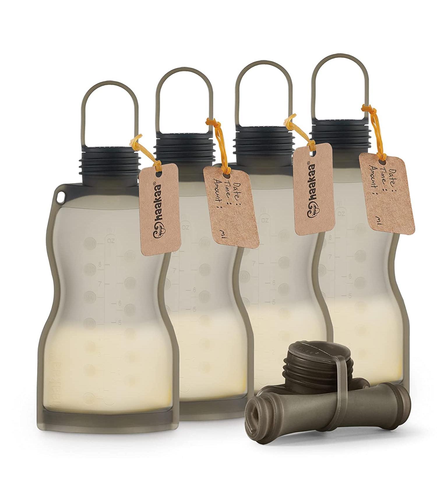 Haakaa Reusable Silicone Milk Storage Bags 260ml (5 Count) | BPA Free Breastmilk Containers for Breastfeeding - Buy Online on GoSupps.com