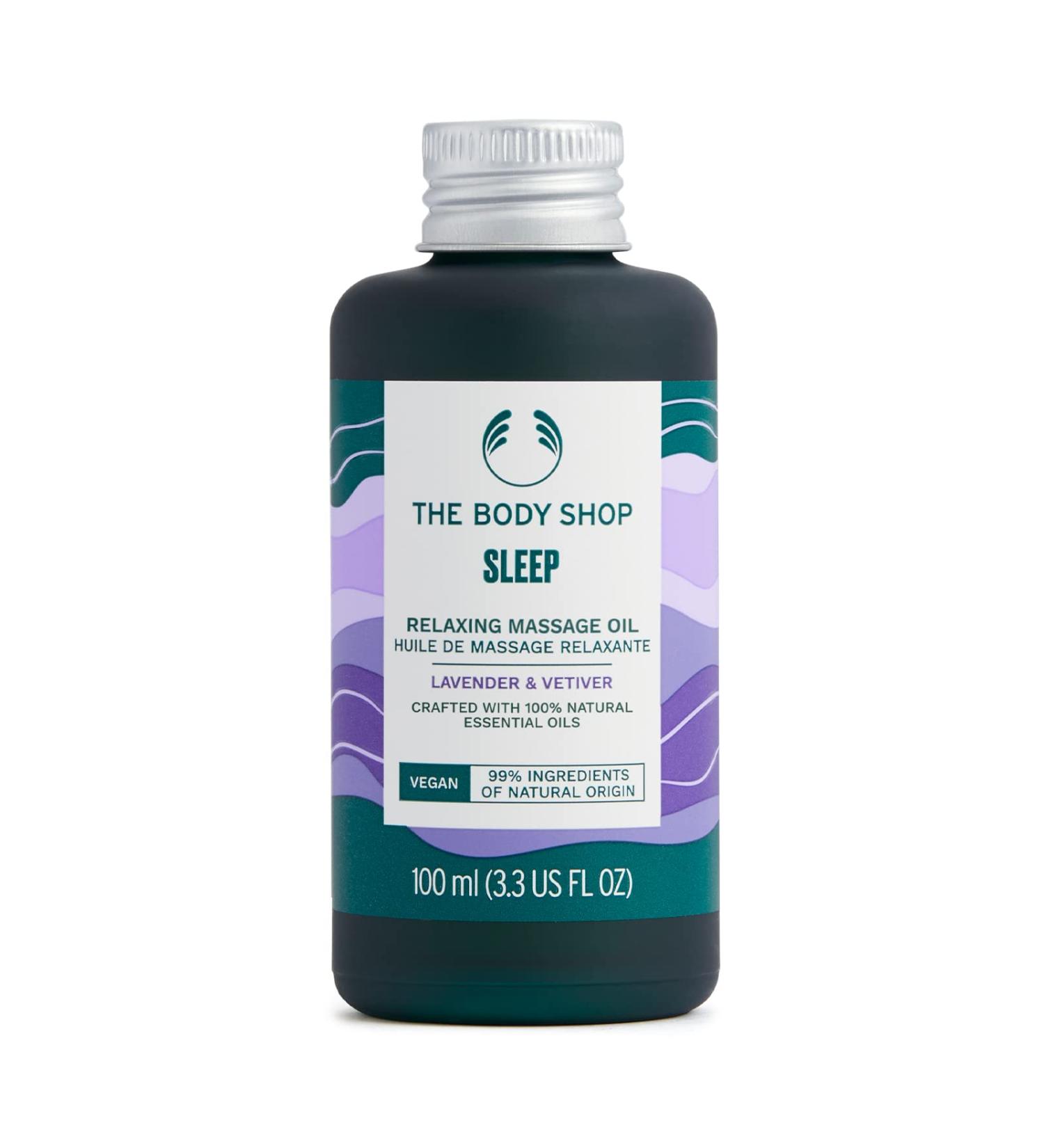 The Body Shop SLEEP Relaxing Massage Oil - 100% Natural Lavender & Vetiver Essential Oils 100ml | International Shipping Available - Buy Online on GoSupps.com