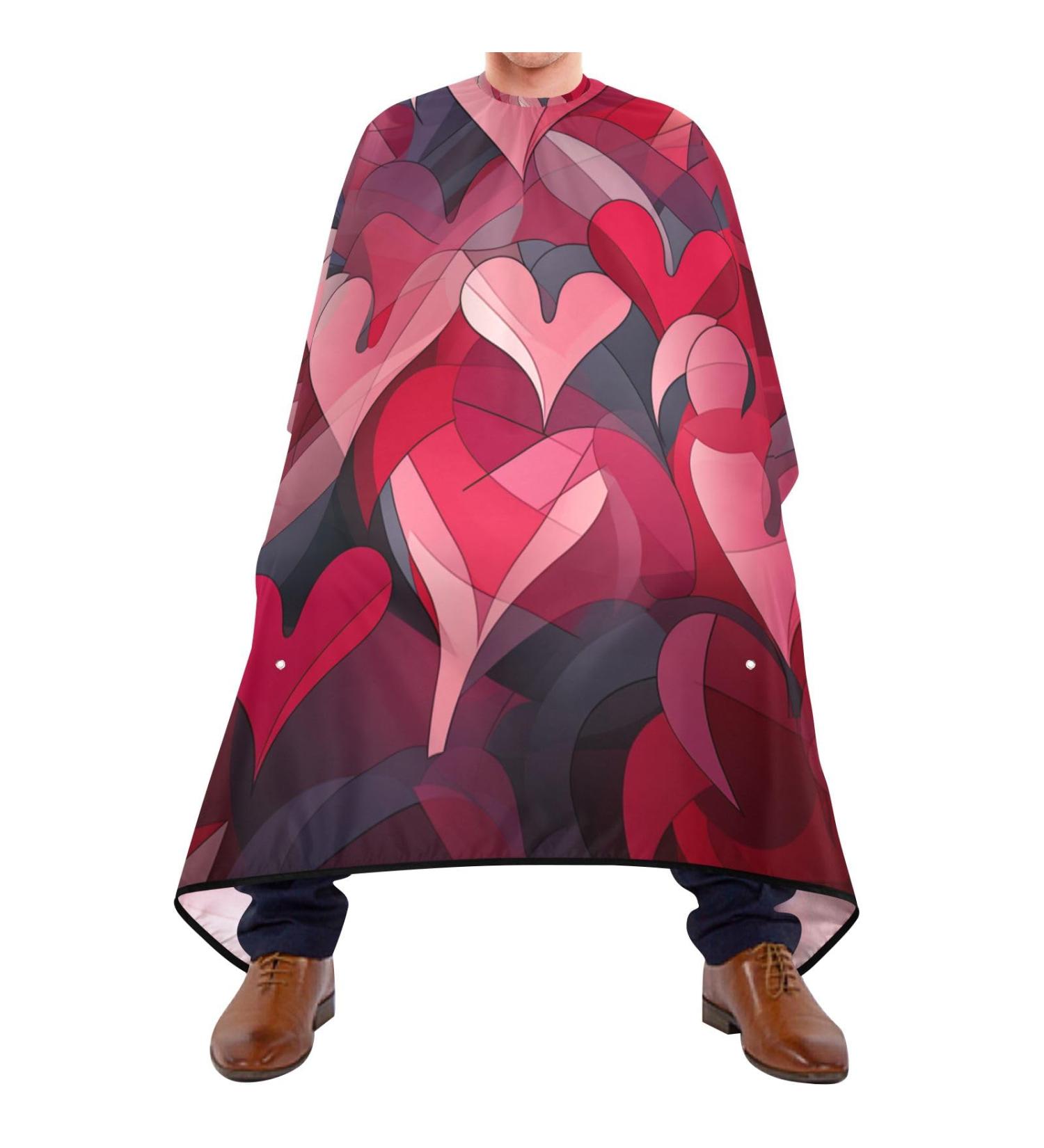 Waterproof Barber Cape - Valentine's Day Heart & Cheetah Haircut Bib for Men & Unisex | Durable Hair Cutting Cape for Professionals - Buy Online on GoSupps.com