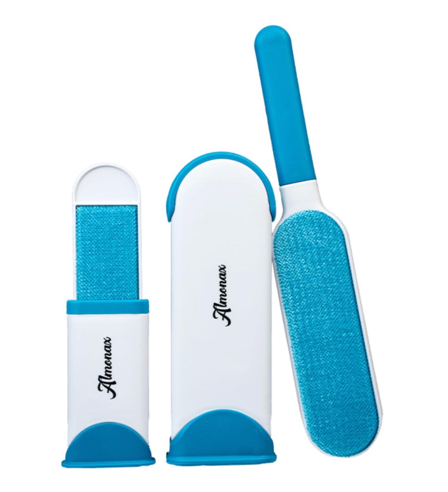 Pet Hair Removal Tool - Double-Sided Lint Brush for Dogs Clothes & Furniture | Self-Cleaning Base | Best Lint Remover for Pet Hair (Blue - Buy Online on GoSupps.com
