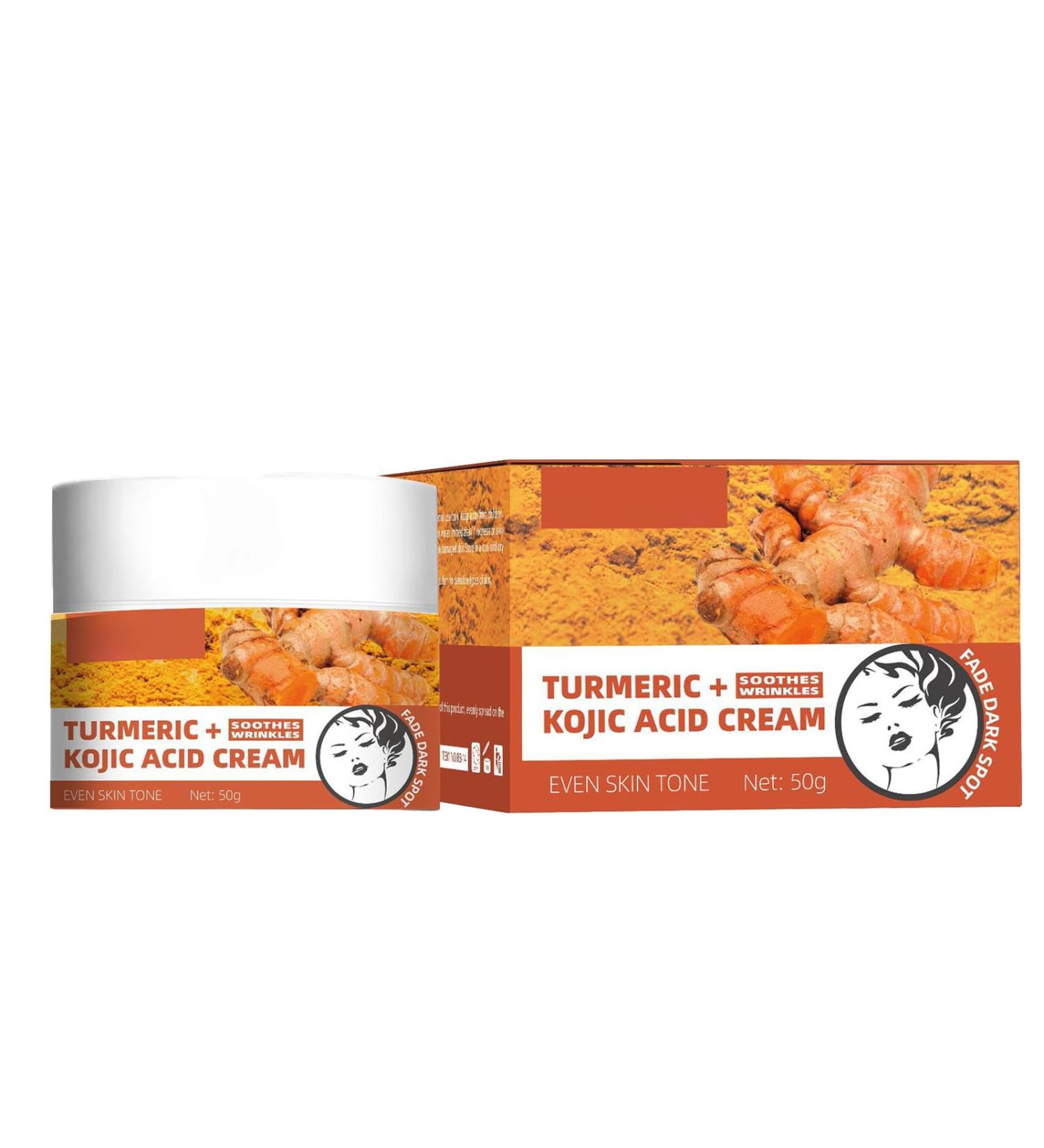 Kojic Acid Skin Lightening Cream - Moisturiser Face Women - Kojic Acid Cream with Turmeric - Anti Aging Face Cream for Anti-wrinkle - Brighten & Even Skin Tone Moisturizing Dark Spots Firming Skin - Buy Online on GoSupps.com