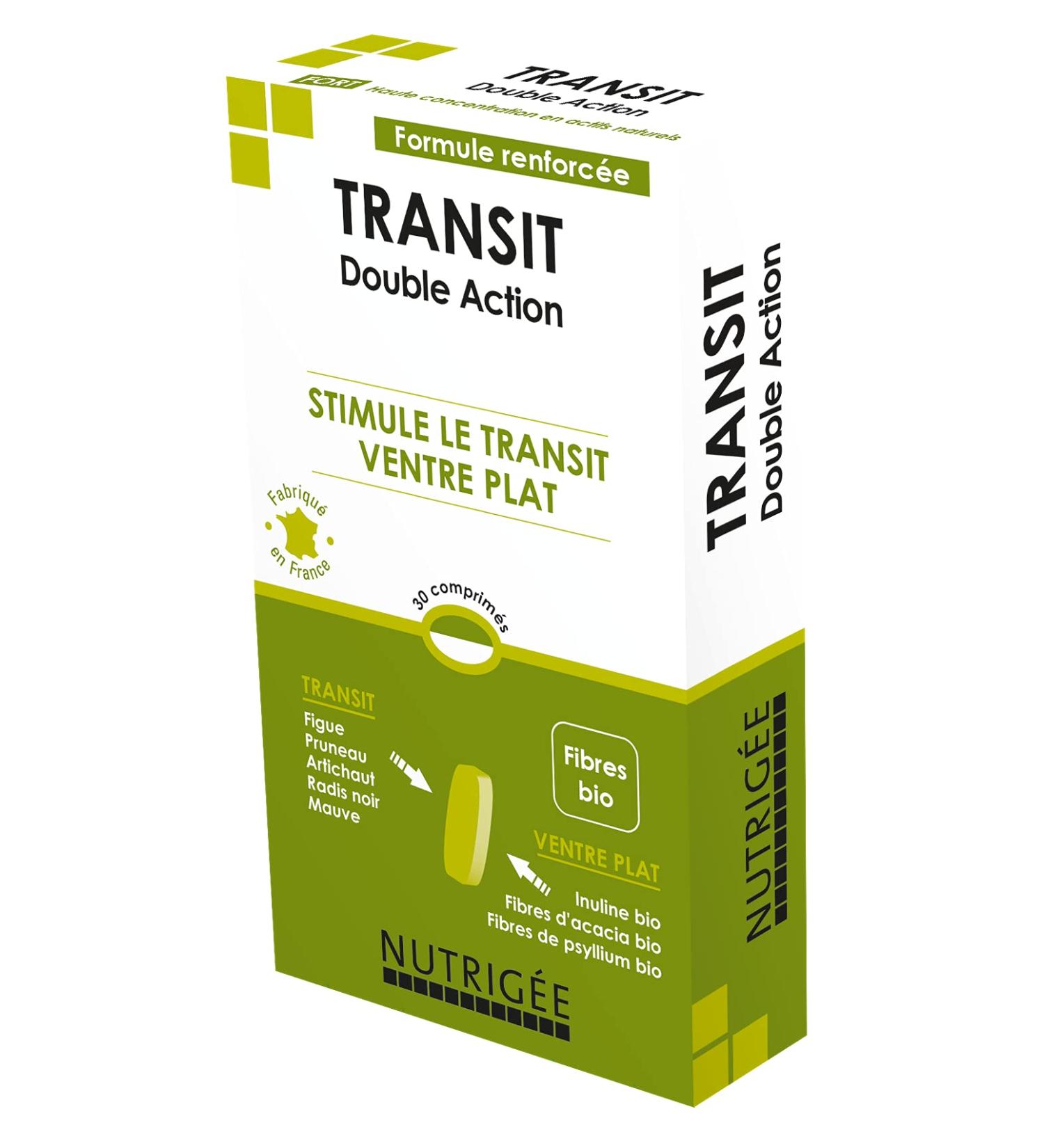 NUTRIG E - Transit Double Action - Intestinal Sloth - Flat Stomach - Facilitates Digestion Regenerates Flora Regulates Transit - 1 to 3 Takes/Day - 30 Tablets - Made in France - Buy Online on GoSupps.com