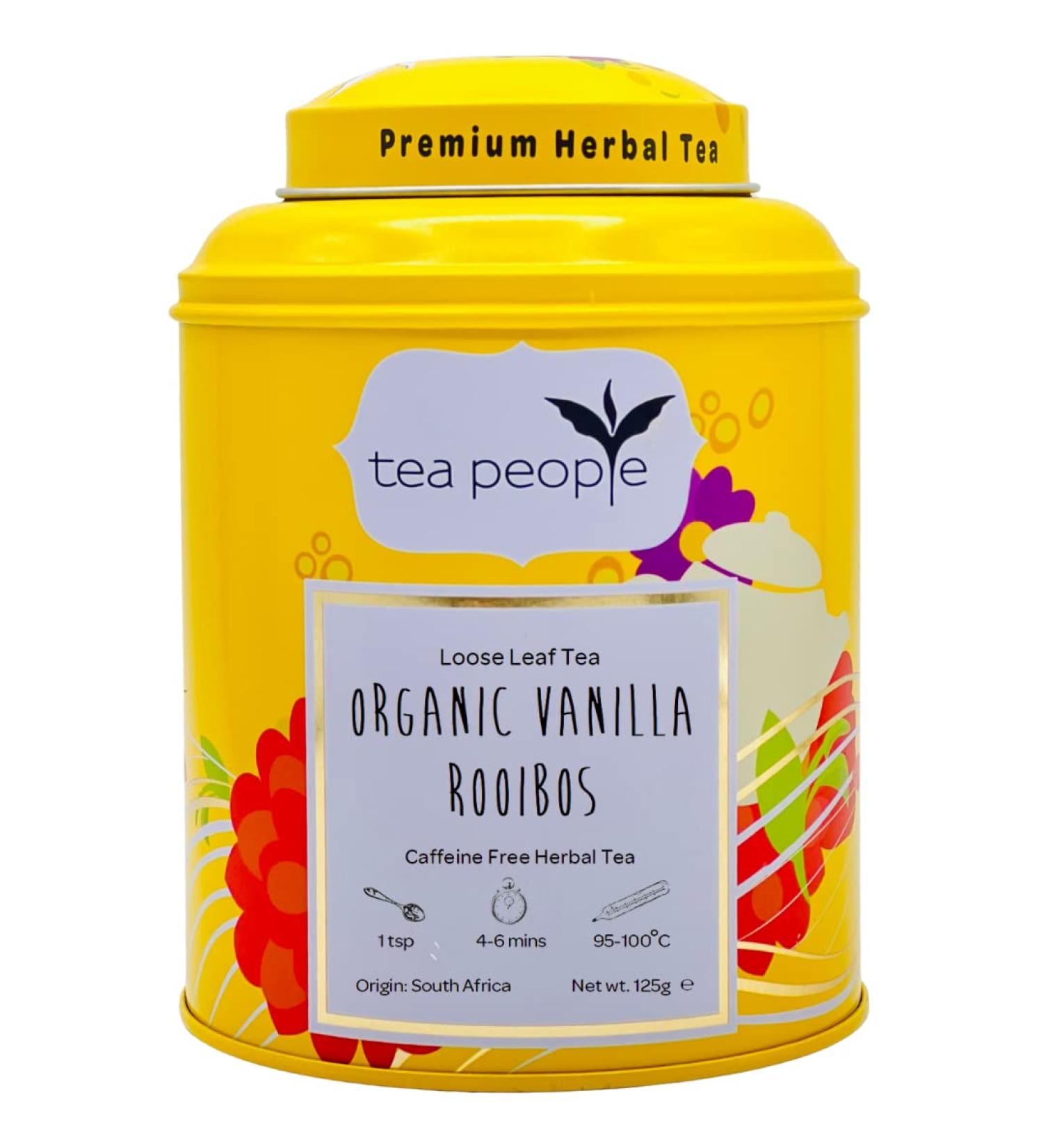 Tea People Organic Vanilla Rooibos Loose Tea Caddy 125g - Vanilla Flavor - 125g (Pack of 1) - Buy Online on GoSupps.com