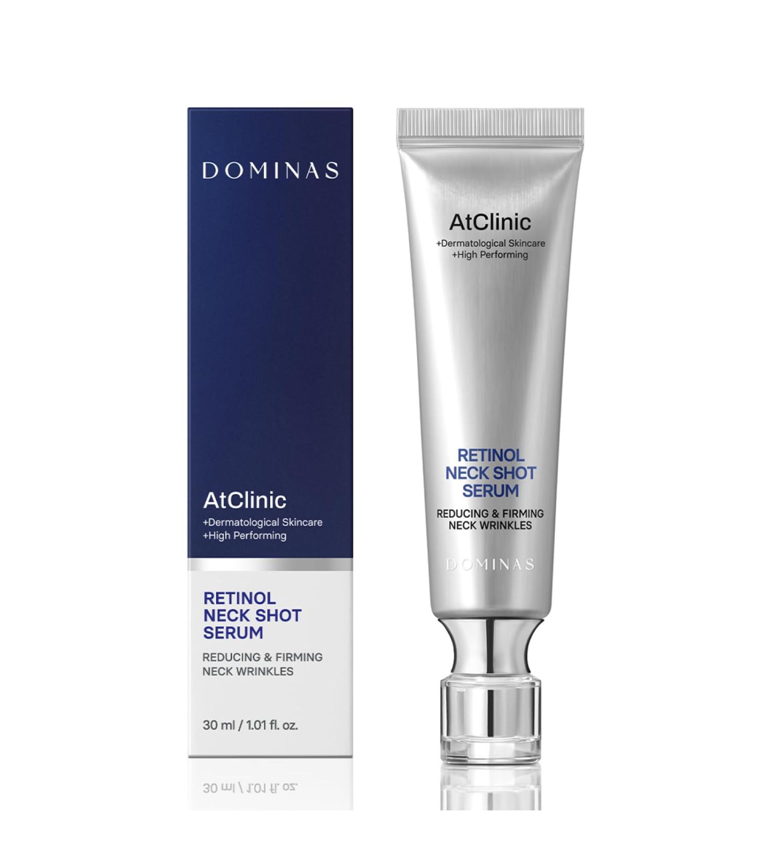 DOMINAS AtClinic Retinol Neck Shot Serum - Neck Pigmentation & Wrinkle Treatment with Retinol 5 Peptides & Vitamin C Sagging Skin Firming & Lifting Korean Skincare 1.01 fl oz - Buy Online on GoSupps.com