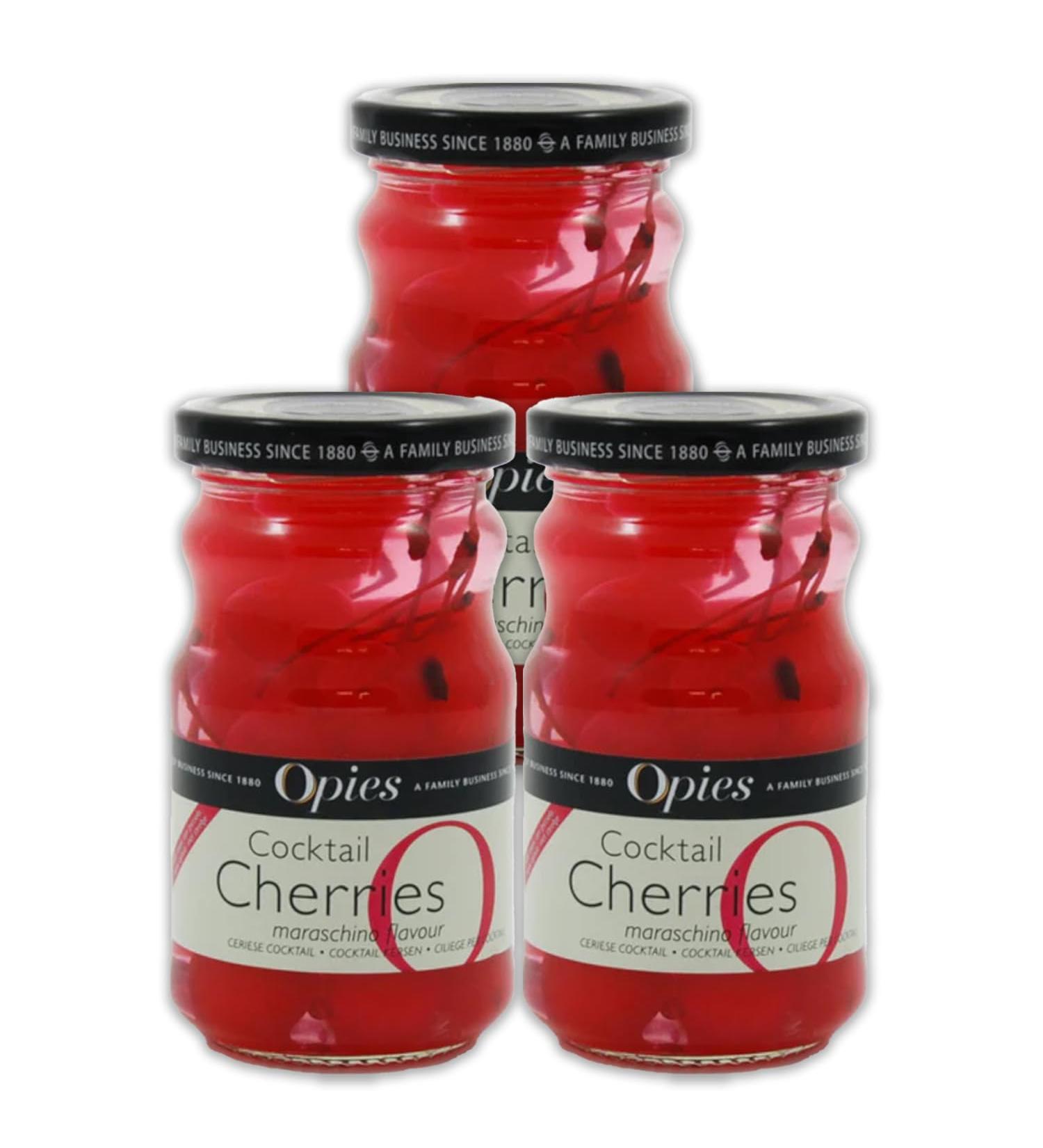 Opies | Red Maraschino Cocktail Cherries With Stem | 3x225g - Buy Online on GoSupps.com