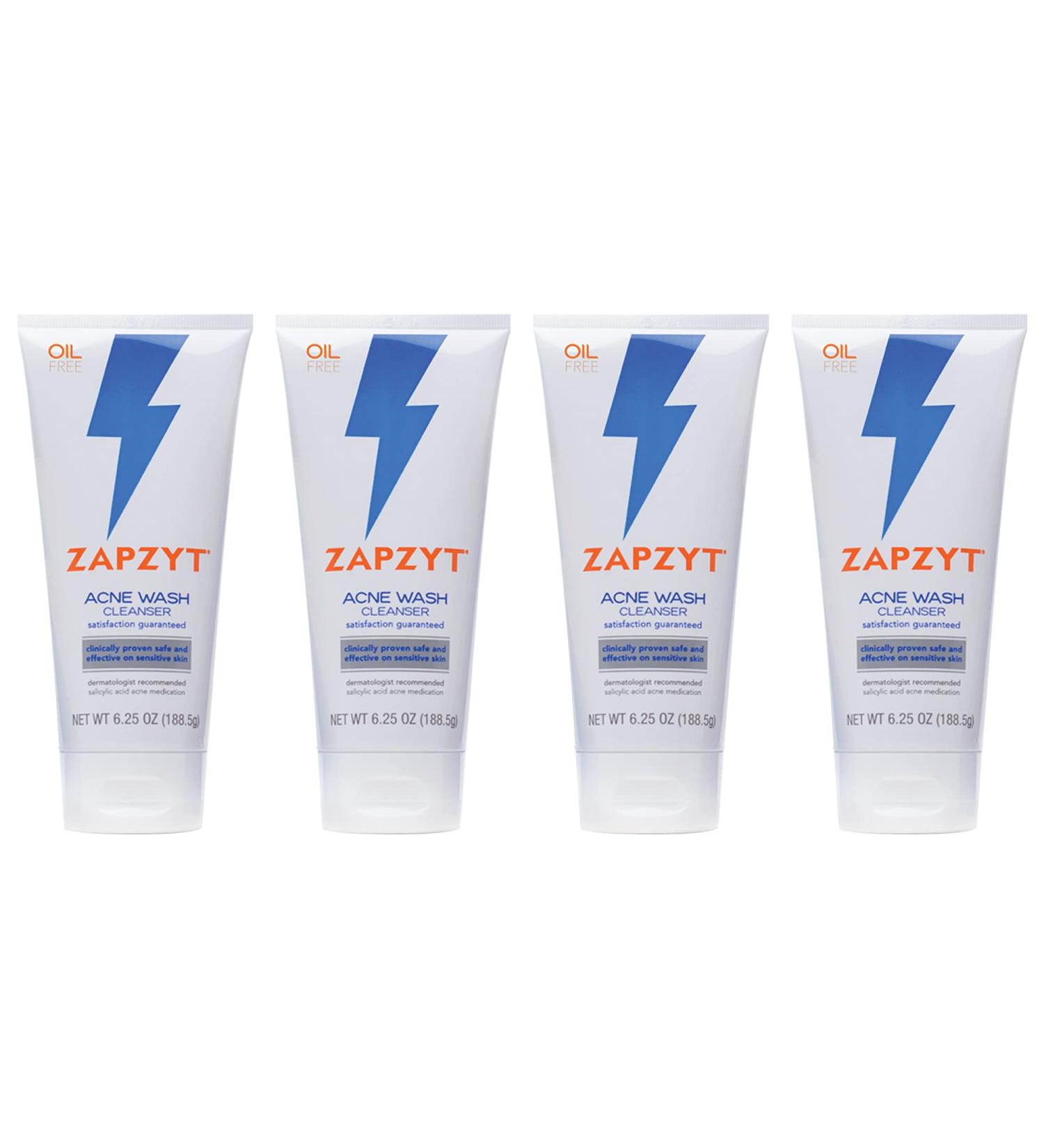 ZAPZYT Acne Wash with Salicylic Acid 6.25 oz - Pack of 4 | Effective Acne Treatment - Buy Online on GoSupps.com