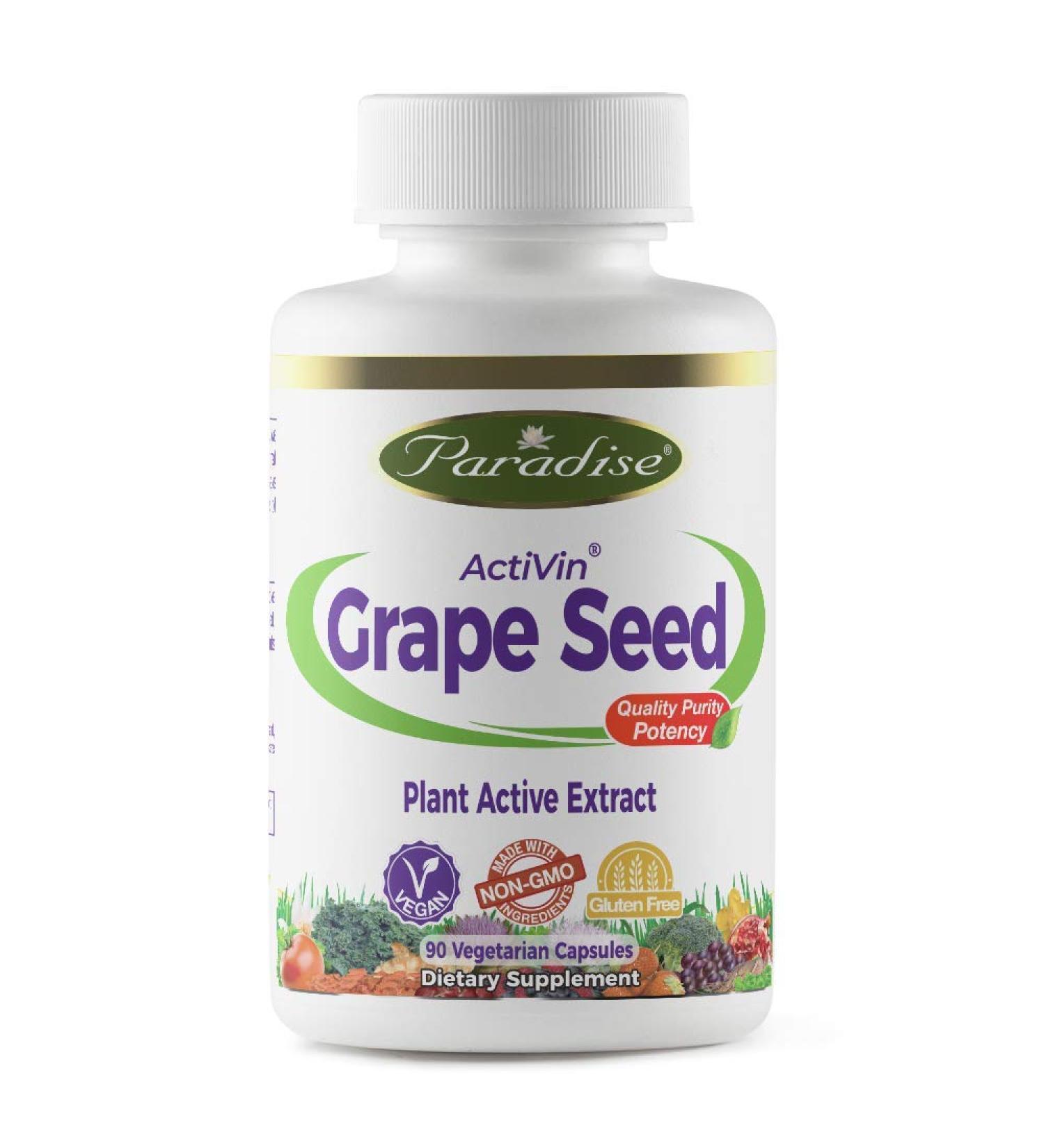 Paradise Herbs ActiVin Grape Seed Extract with Amla 90 Vegetarian capsules