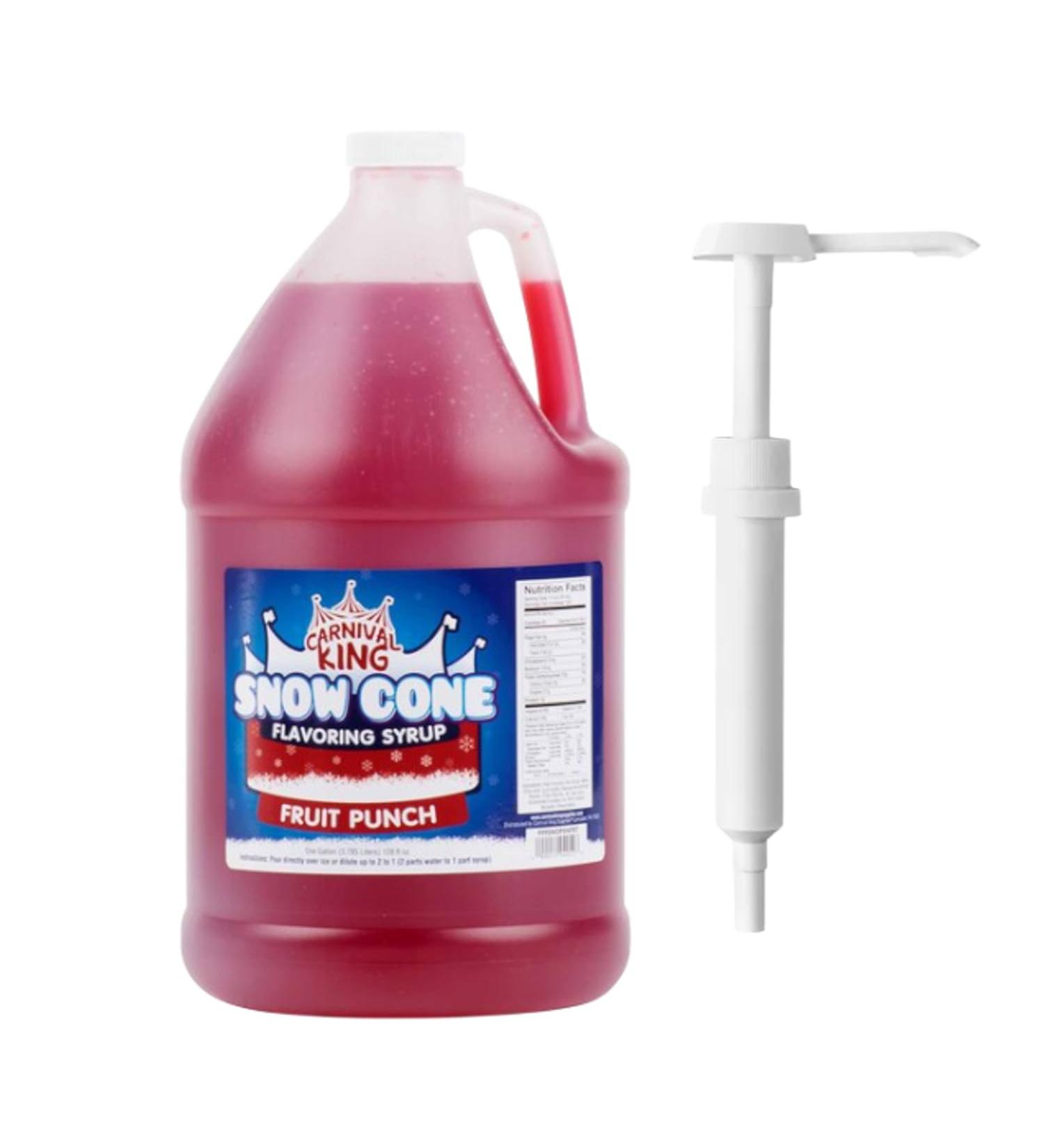ZippySweets - Snow Cone Syrup - Fruit Punch Flavour 1 Gallon with Complimentary Pump Makes up to 128 Snow Cones Perfect Shaved Ice Syrup for Deliciously Fun Treats - Buy Online on GoSupps.com