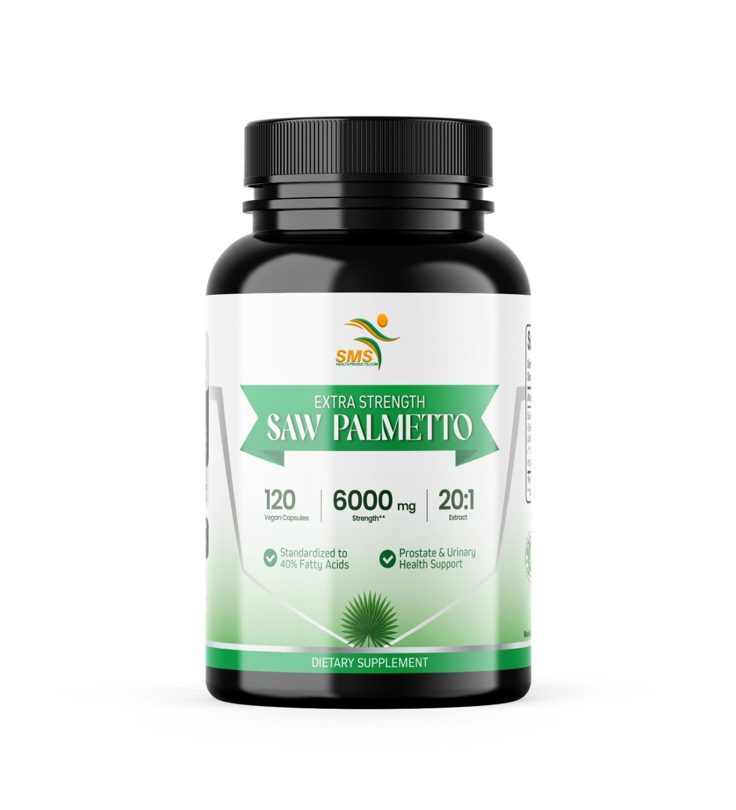 Saw Palmetto Extra Strength 20:1 Extract 40% Fatty Acids 120 Vegan Capsules 4 Month Supply Concentrated and Standardized 20X Extract Non-GMO All-Natural Made in The USA