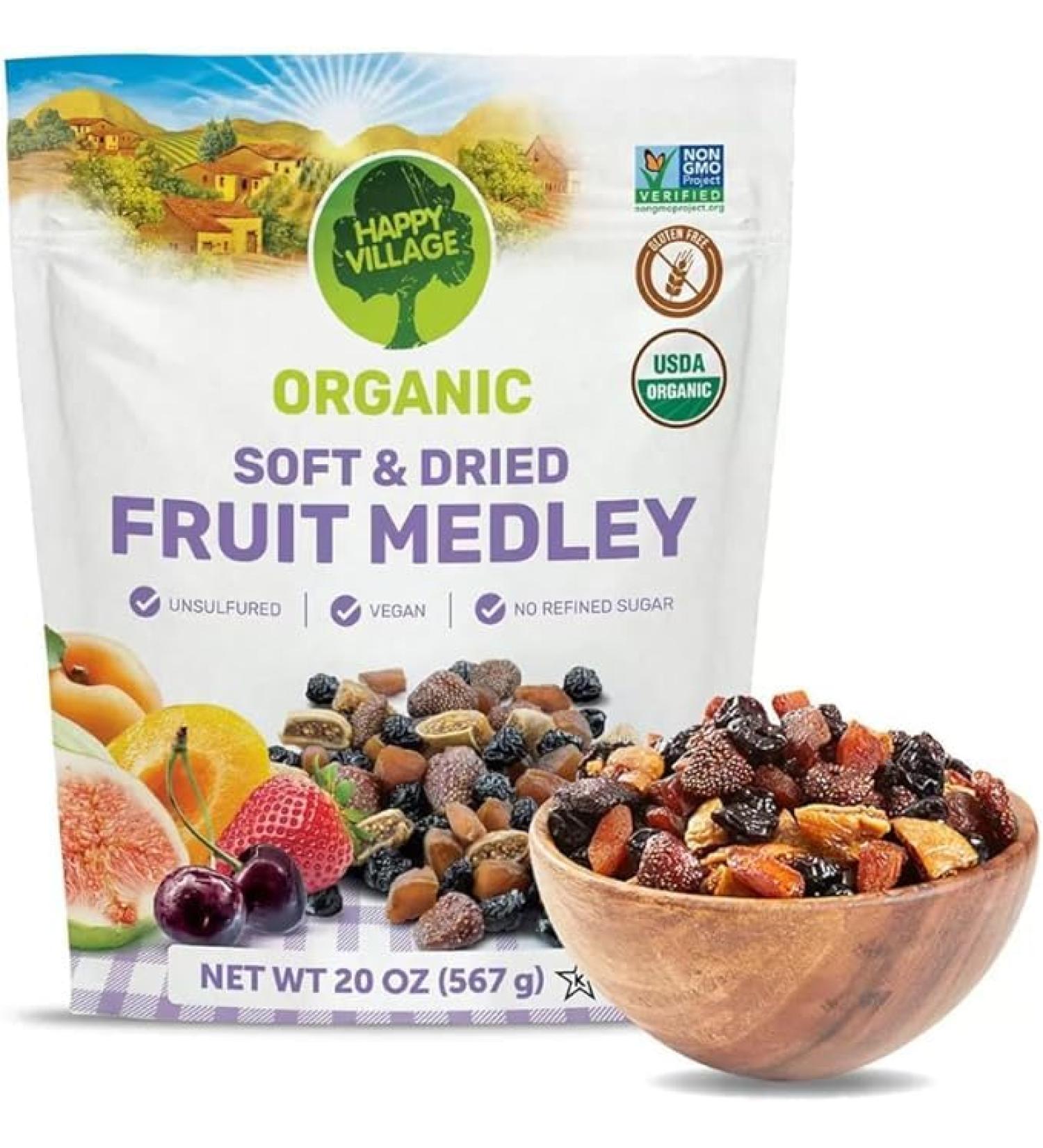 Happy Village Organic Soft & Dried Fruit Medley 567g - Buy Online on GoSupps.com