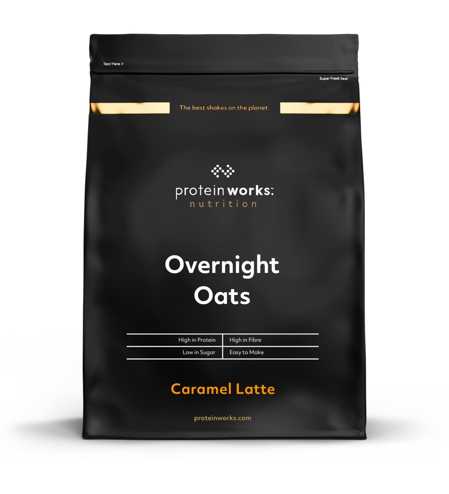 THE PROTEIN WORKS Overnight Oats | High Protein Breakfast | Low Sugar Snacks | Low GI Oats | THE PROTEIN WORKS | Caramel Latt - Buy Online on GoSupps.com