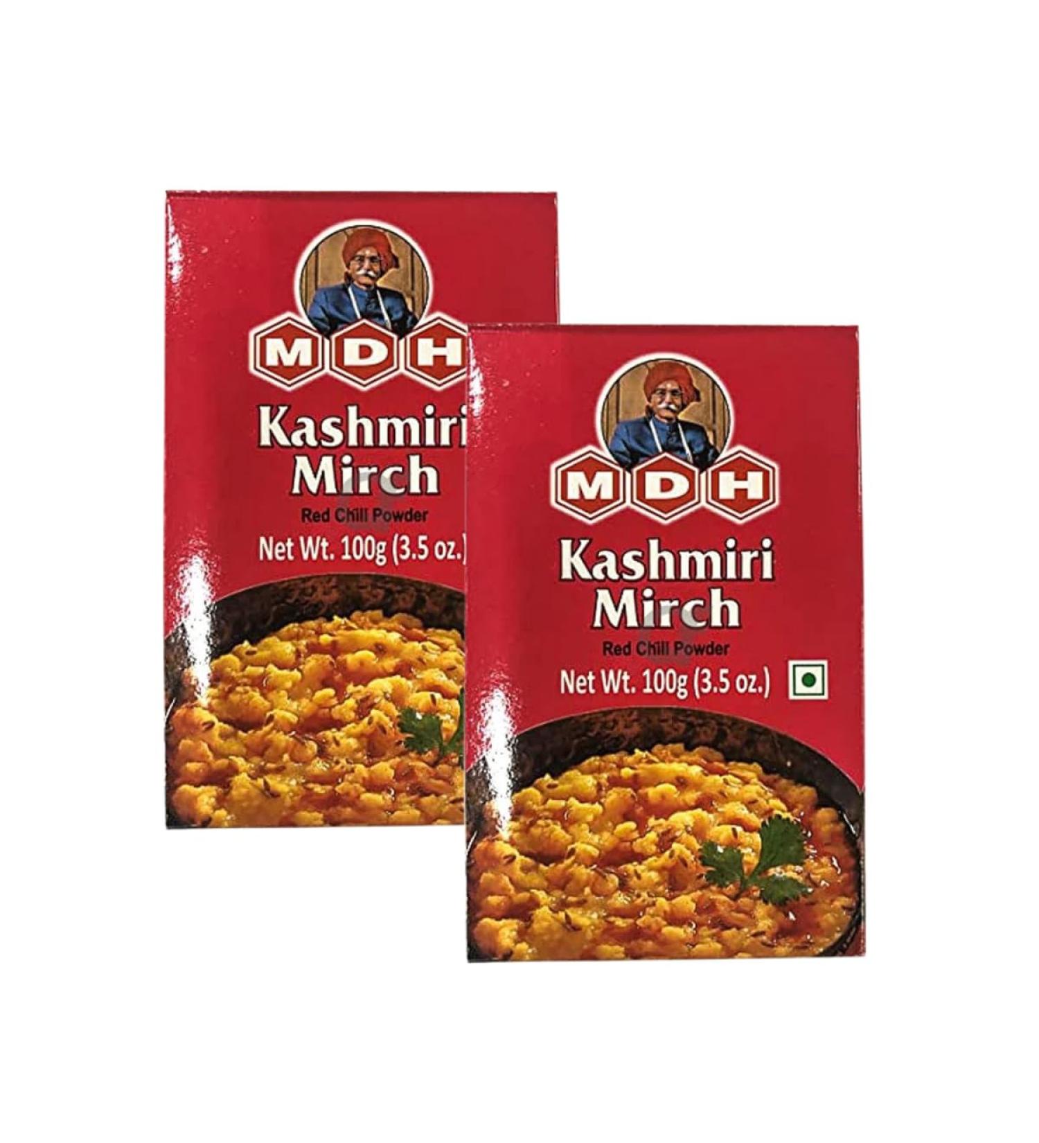MDH Various Seasoning Masala Powder - A Mixture of Spices Adds Taste - Aromatic & Enhances the flavor of the meal -Simplifies & Speeds Up The Cooking Process (Kashmiri Mirch Powder (100g) Pack of 2)