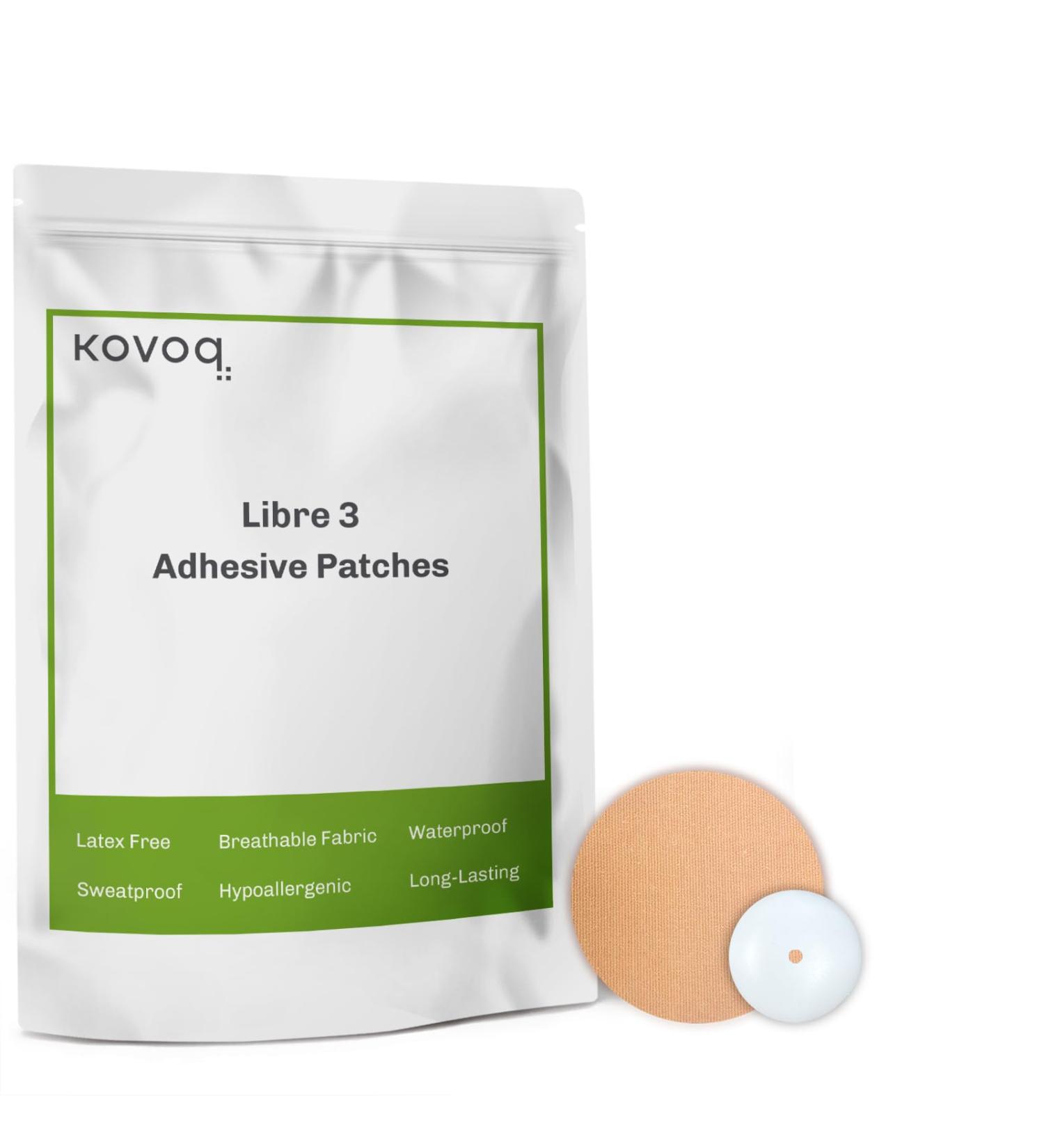 Kovoq 30x Freestyle Libre 3 Pflaster | Hypoallergenic Diabetes Plaster & CGM Glucose Monitor Sticker | Breathable Sensor Cover in Beige Bag Packaging - Buy Online on GoSupps.com
