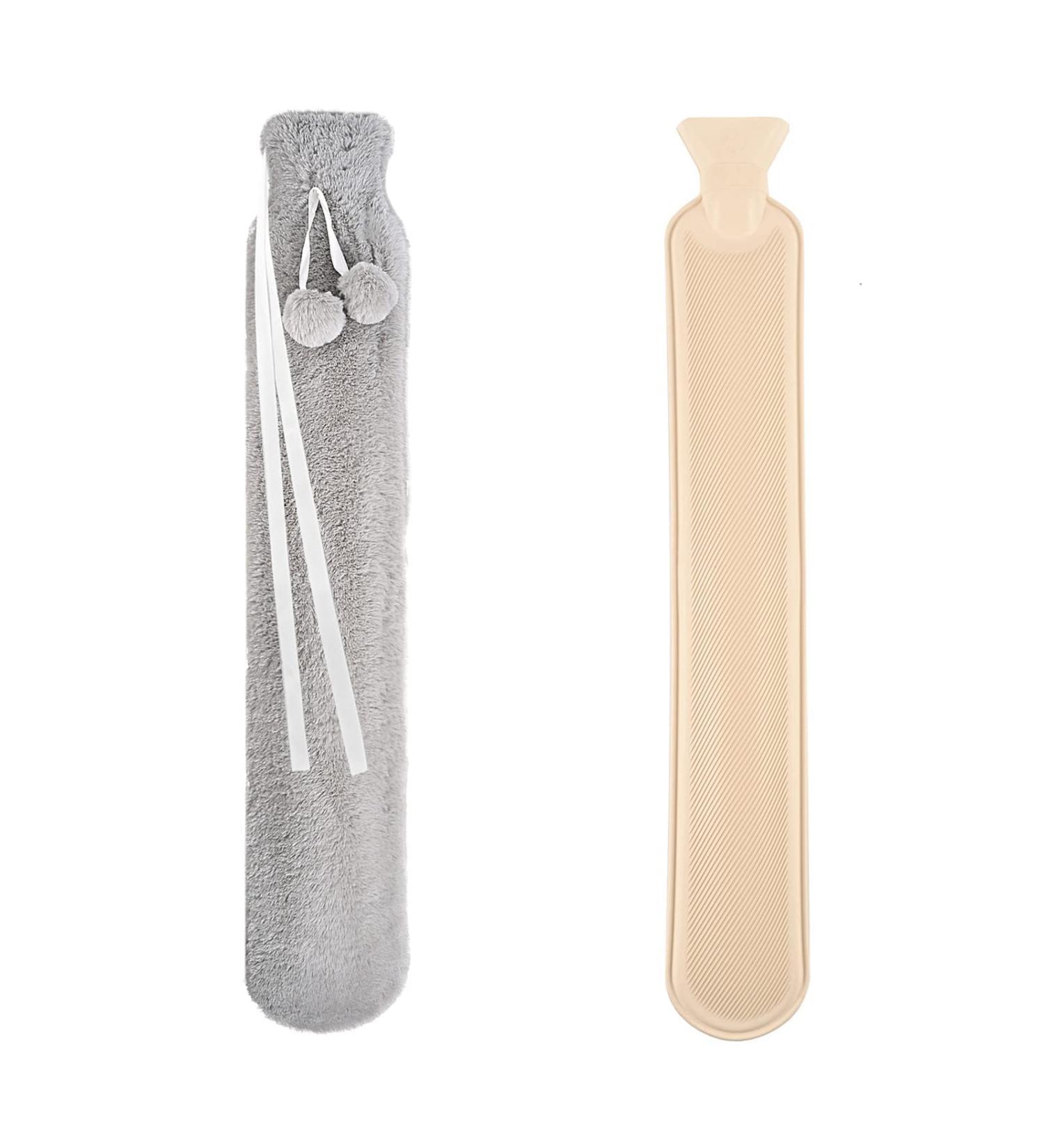 Long Hot Water Bottle with Plush Cover - 2L Leak-Proof Heat Therapy for Neck Waist & Belly - Portable & Comfortable - Buy Online on GoSupps.com