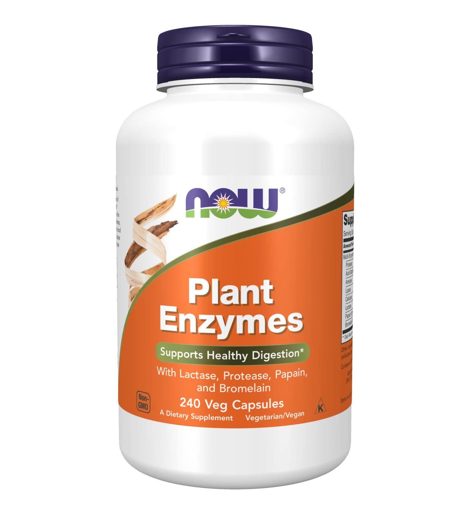 Now Foods Plant Enzymes - 240 Veg Capsules for Digestive Health | Natural Enzyme Supplement - Buy Online on GoSupps.com