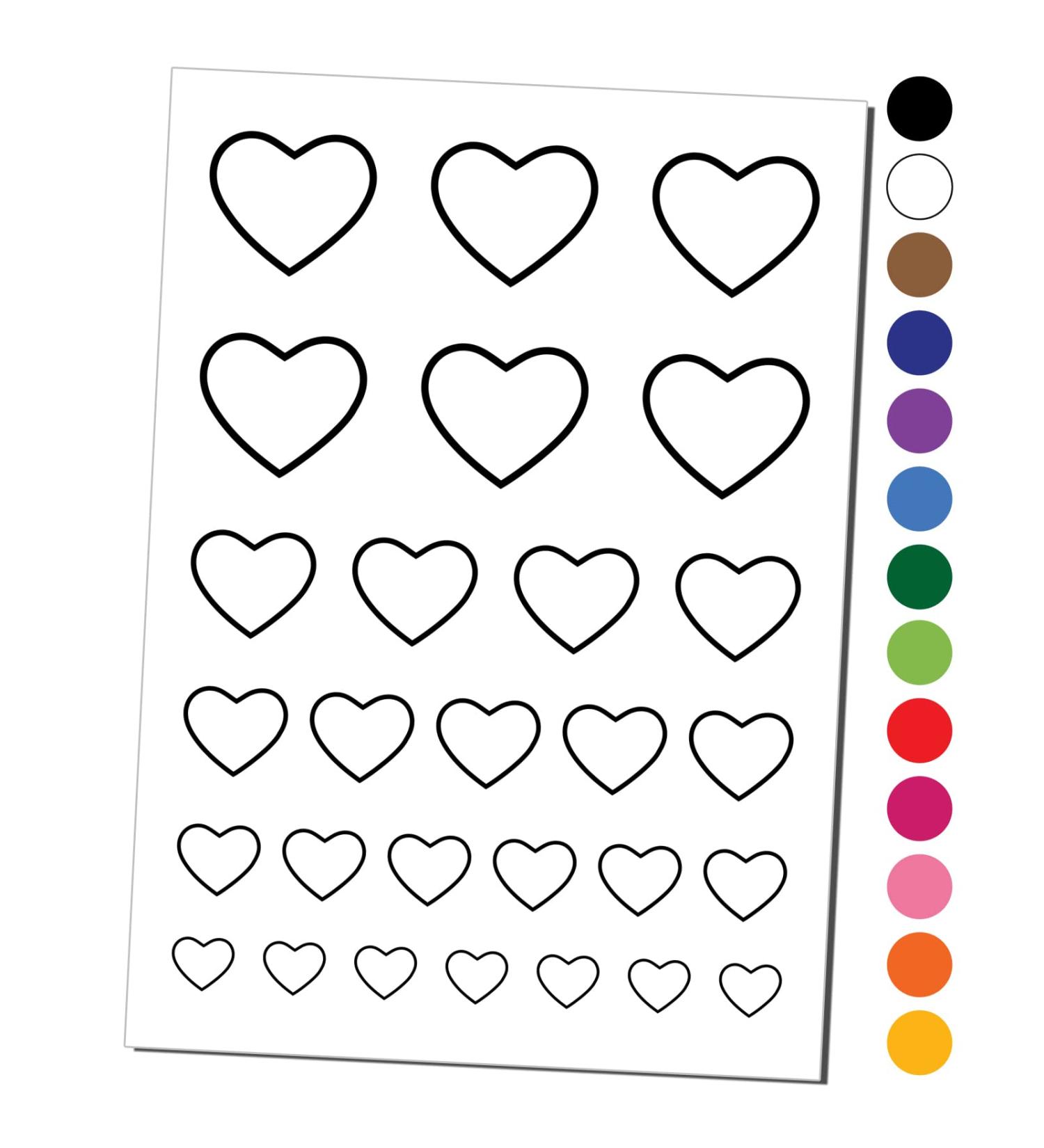 Black Heart Outline Temporary Tattoo Set - Water Resistant Fake Body Art - One Sheet - Buy Online on GoSupps.com