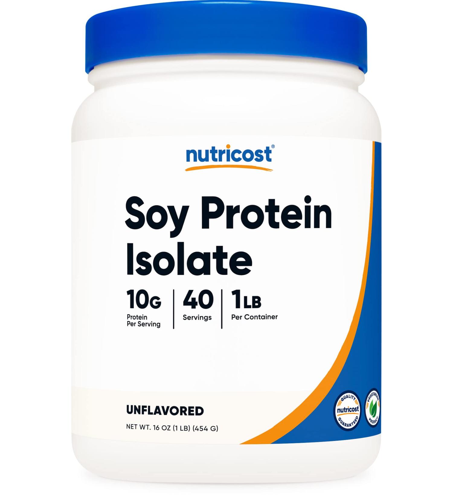 Nutricost Soy Protein Powder 1 LB - 10g Protein/Serving - Vegetarian, Non-GMO, Gluten Free - Buy Online on GoSupps.com