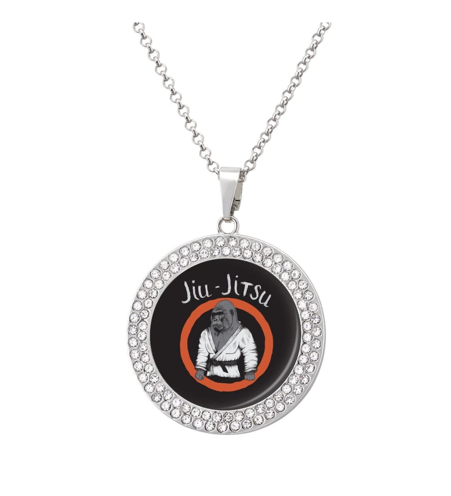 Jiu-Jitsu Fighter Diamond Necklace - Silver Alloy Cute Women's Jewelry Gift - Buy Online on GoSupps.com