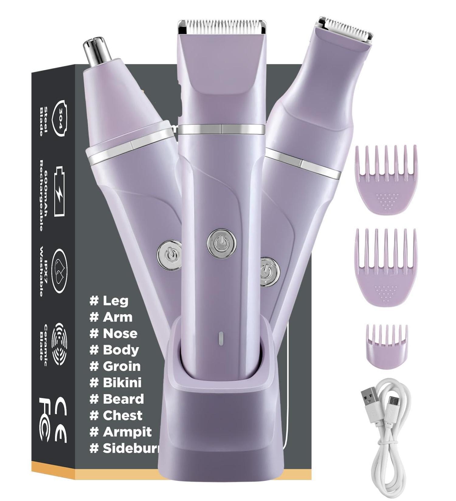 Rechargeable Ladies Shaver Electric Intimate Shaver for Women Purple