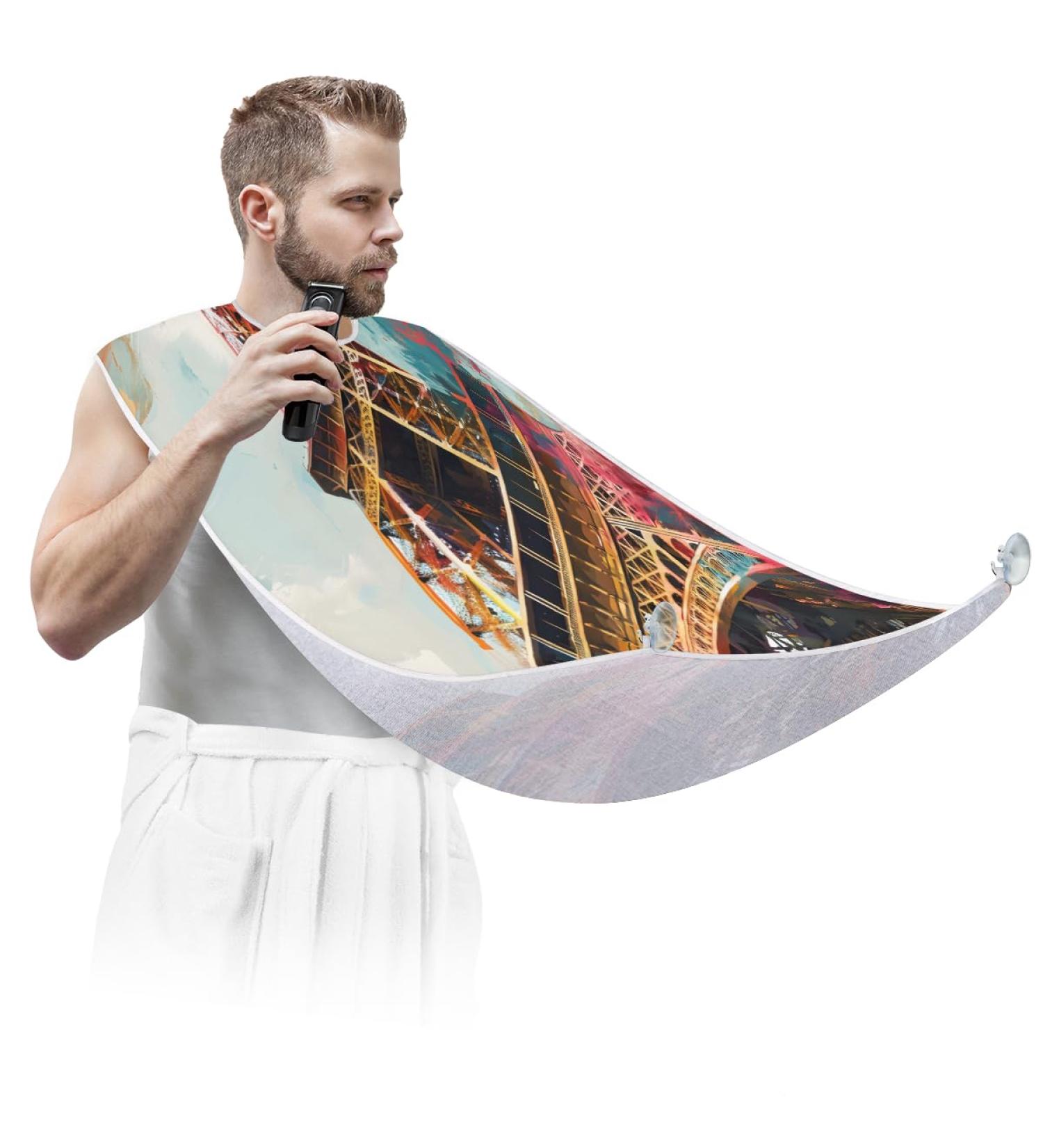 Beard Bib Apron for Men | Hair Catcher Shaving Tool | Perfect Father's Day & Christmas Gift | Paris Tower Design - Buy Online on GoSupps.com