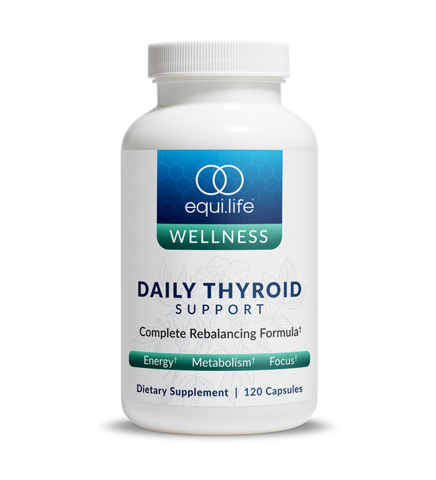 Equilife Thyroid Support, Vitamins and Minerals Supplement with Vitamin C, Zinc, Vitamin E, Iodine, and Selenium, Adaptogens & Amino Acids Formula, Overall Wellness Support, Gluten Free, 120 Capsules - Buy Online on GoSupps.com