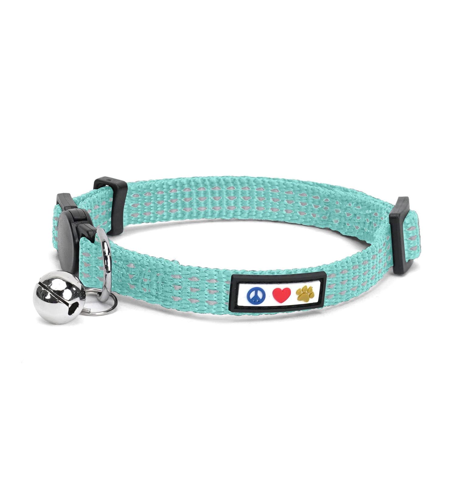 Pawtitas Reflective Cat Collar | Safety Buckle & Bell | Personalized & Customizable | Teal - Buy Online on GoSupps.com
