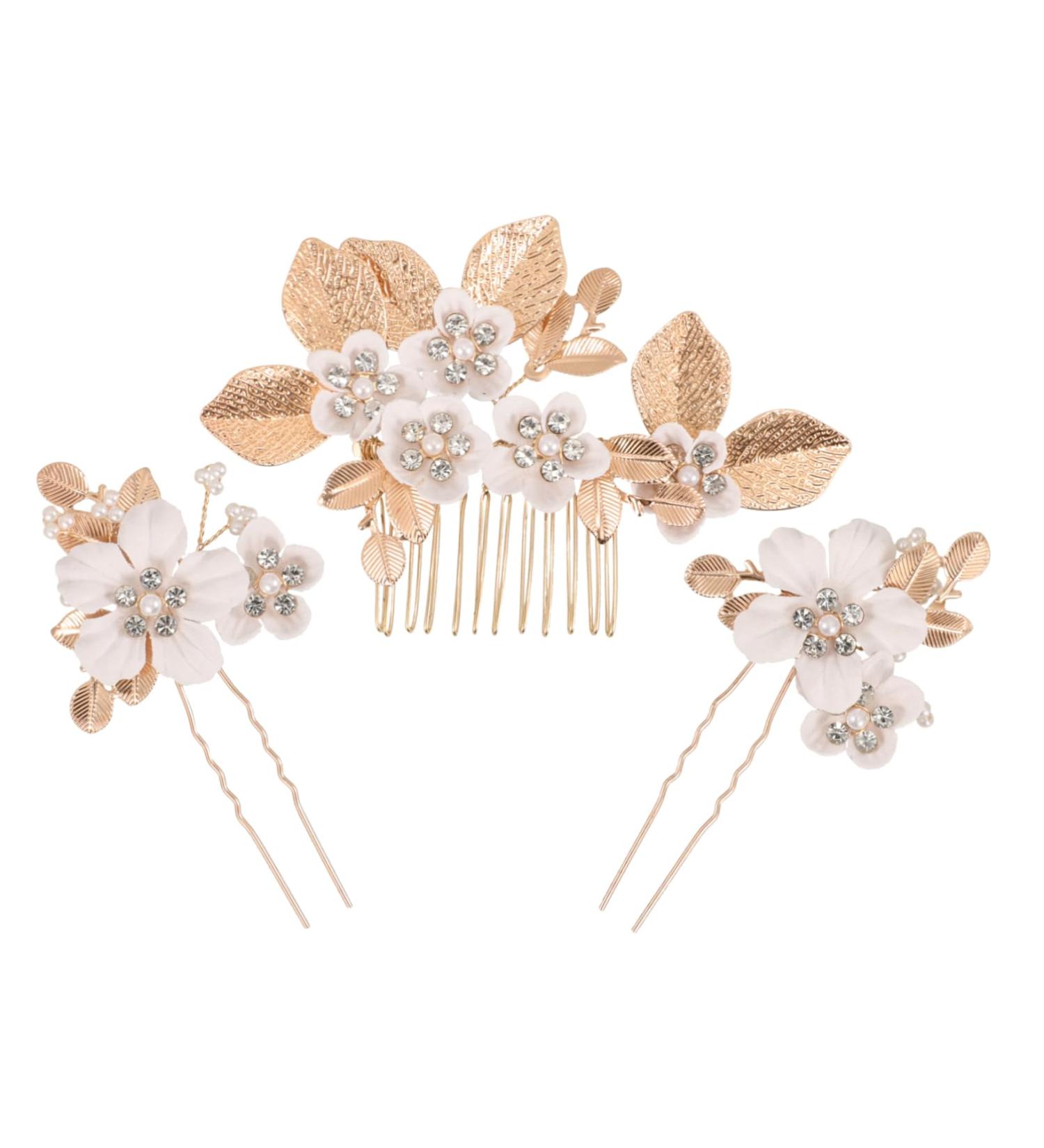 MUSISALY 1 Set Leaves and Flowers Hair Comb Flower Headpieces for Women Bride Hair Comb Wedding Hair Comb Womens Headpiece Girl Headpiece Hair Accessories for Women Flower Hair Accessories - Buy Online on GoSupps.com