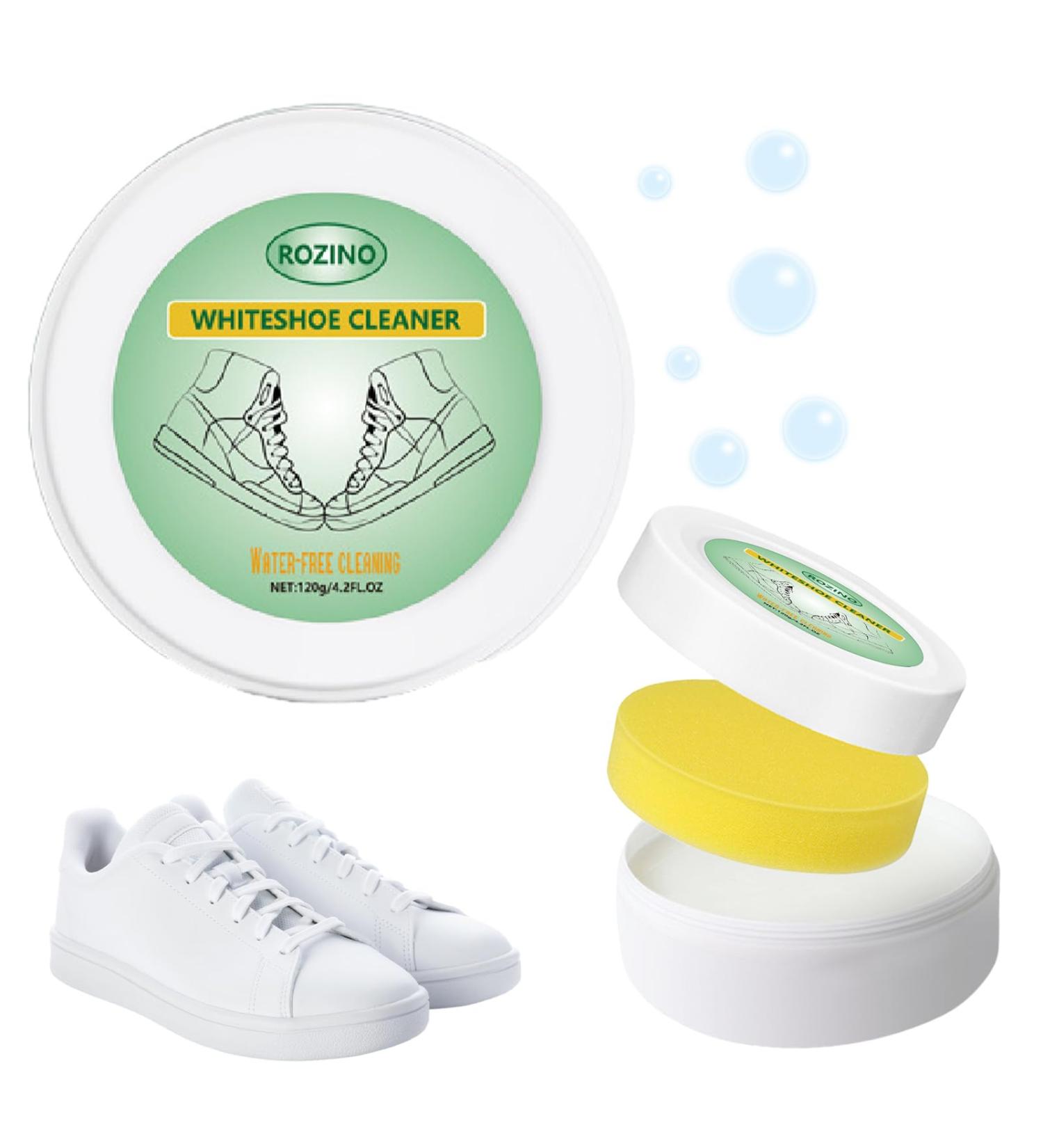 Kinwodon White Shoe Cleaning Cream White Trainer Cleaner with Sponge All Purpose Shoe Whitener for Trainers Sneaker Stain Removal Cream Paste for Shoes Clothes Sofa Cleaning - Buy Online on GoSupps.com