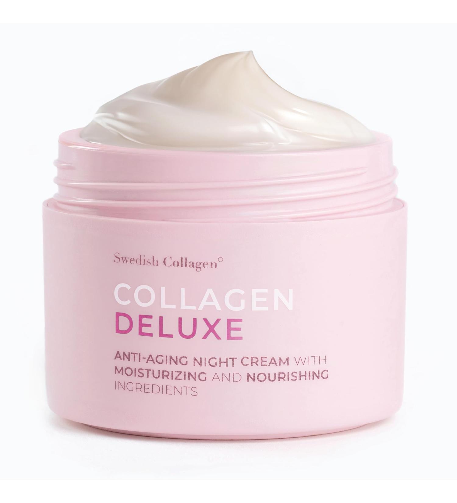 Swedish Collagen - Retinol Night Cream I Hydrated & Glowing Skin Treatment I Niacinamide Vitamin E Organic Aloe Vera Shea Butter I Made in Sweden - 50ml - Buy Online on GoSupps.com