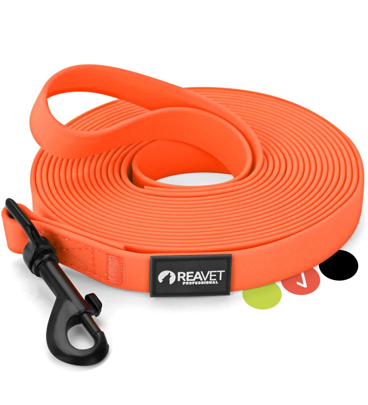 Reavet 5m Neon Orange Drag Line for Dogs | Robust Waterproof Leash with Padded Handle | Ideal Training Leash for Large & Small Dogs - Buy Online on GoSupps.com