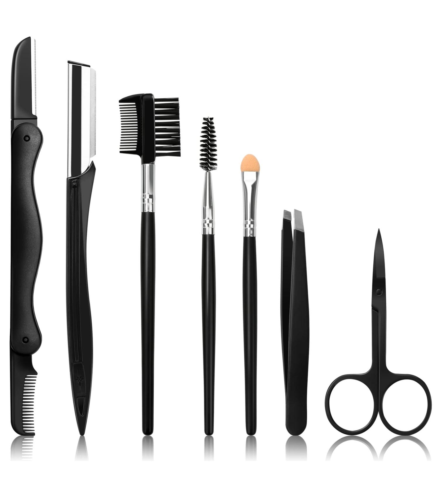 Sunuly 7-in-1 Eyebrow Razor Kit with Trimmer, Brush, Scissors, Tweezers - Brow Grooming Set for Women and Men - Buy Online on GoSupps.com