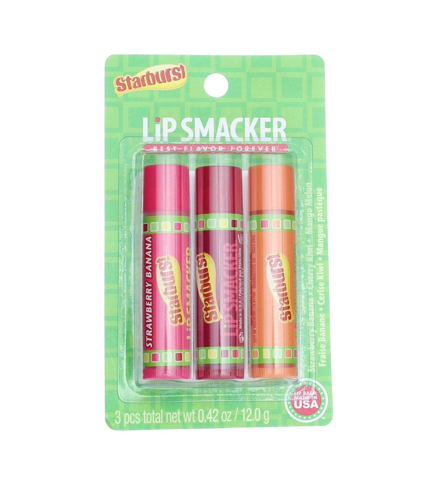 Lip Smacker Starburst Trio Lip Gloss Tropical Fruit Flavors 3 ea (Pack of 2)