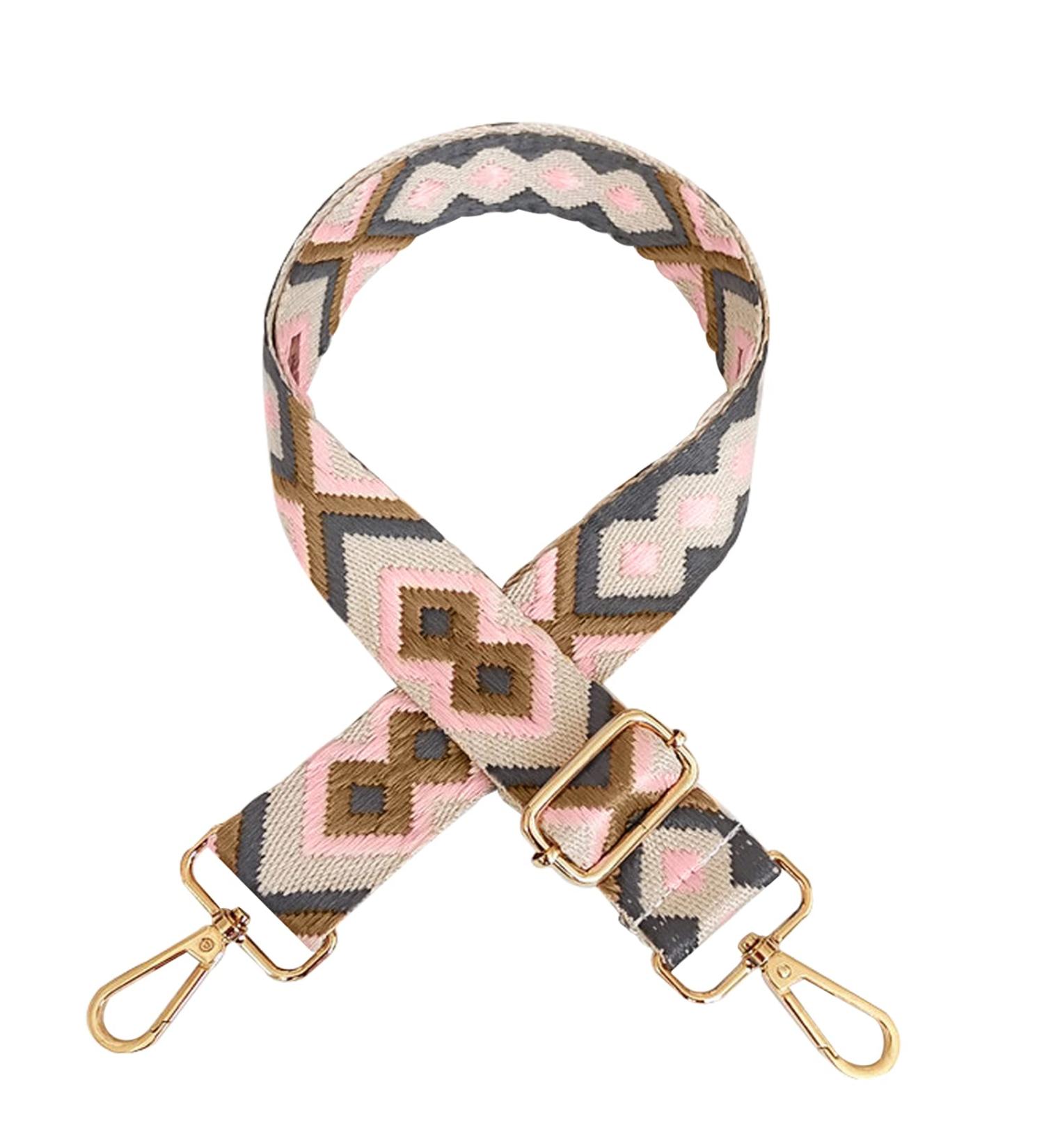 YAHUIPEIUS Purse Straps Replacement Crossbody Wide Shoulder Strap Bag Strap Adjustable Handbags Replacement Belts Rhombus Pattern 1.49Width (Gold Buckle-Dark Grey Pink) - Buy Online on GoSupps.com