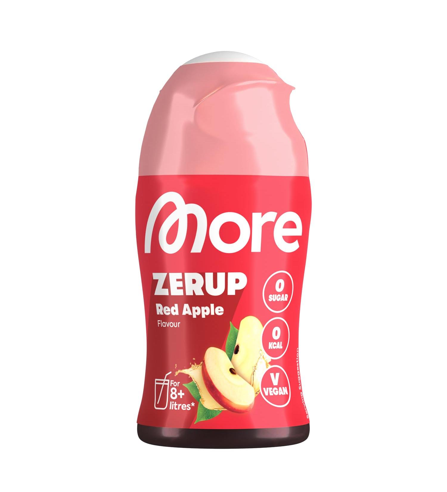 MORE Zerup Red Apple Syrup 65ml - Zero Calorie Drink Mix (Makes 8L) | Buy Now! - Buy Online on GoSupps.com