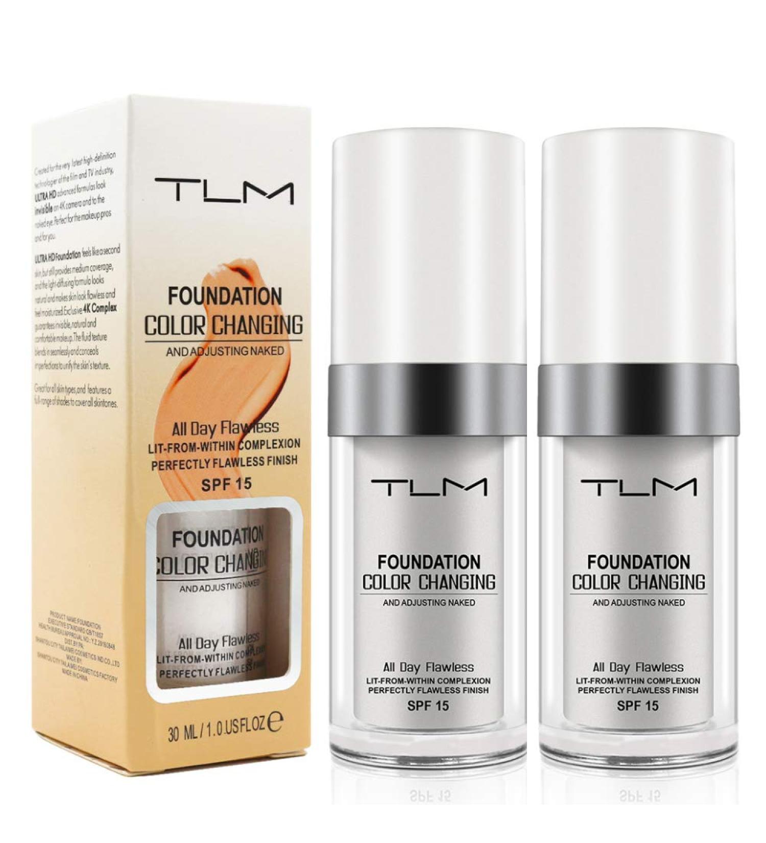 ReviGlam TLM Colour Changing Liquid Foundation Pack of 2 - SPF15 Moisturizing BB Cream Makeup for All Skin Tones - Buy Online on GoSupps.com