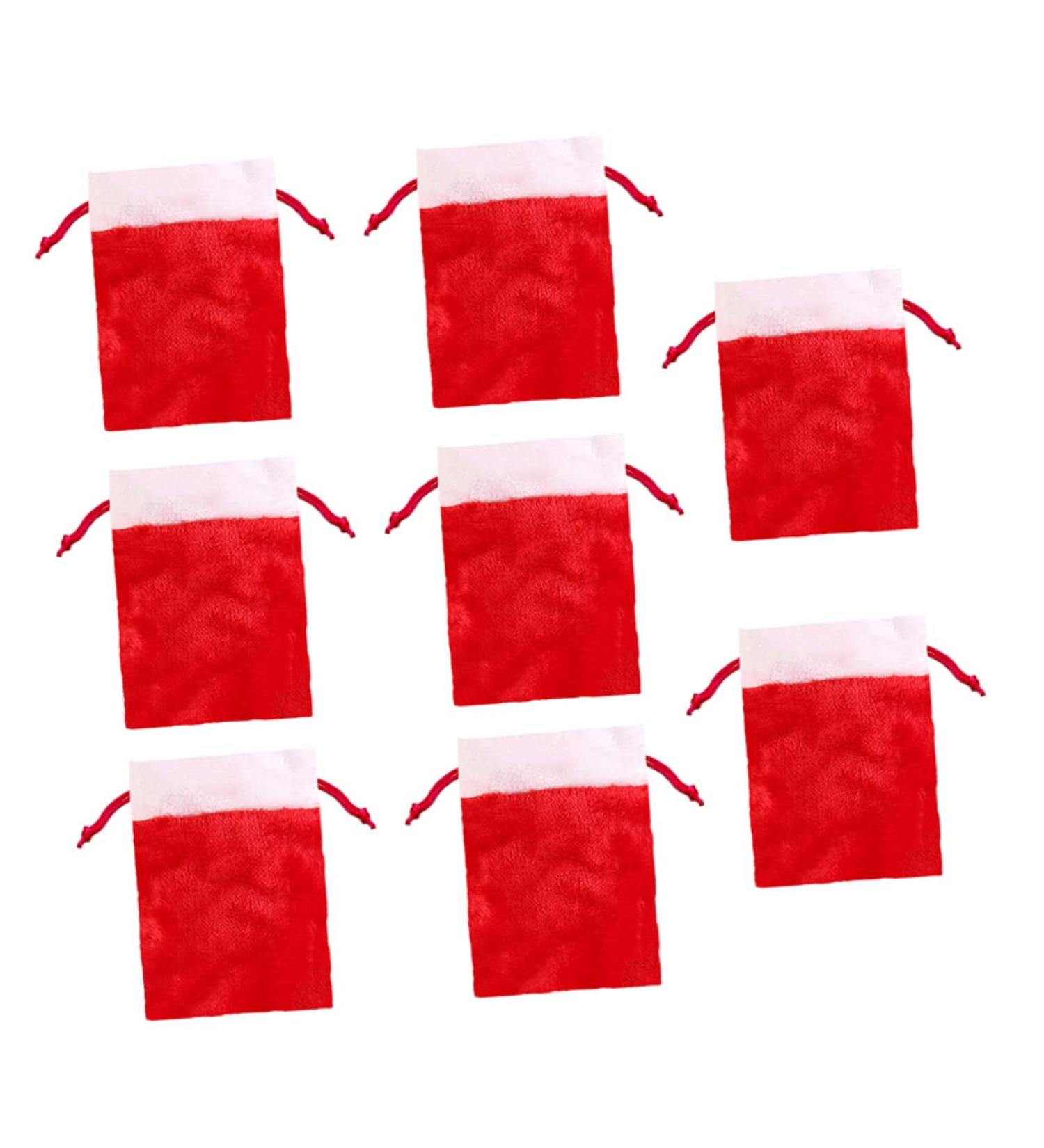 OFFSCH 8pcs Christmas Plush Bag Decor Xmas Present Bags Candy Storage Pouch Christmas Tree Pendant - Buy Online on GoSupps.com