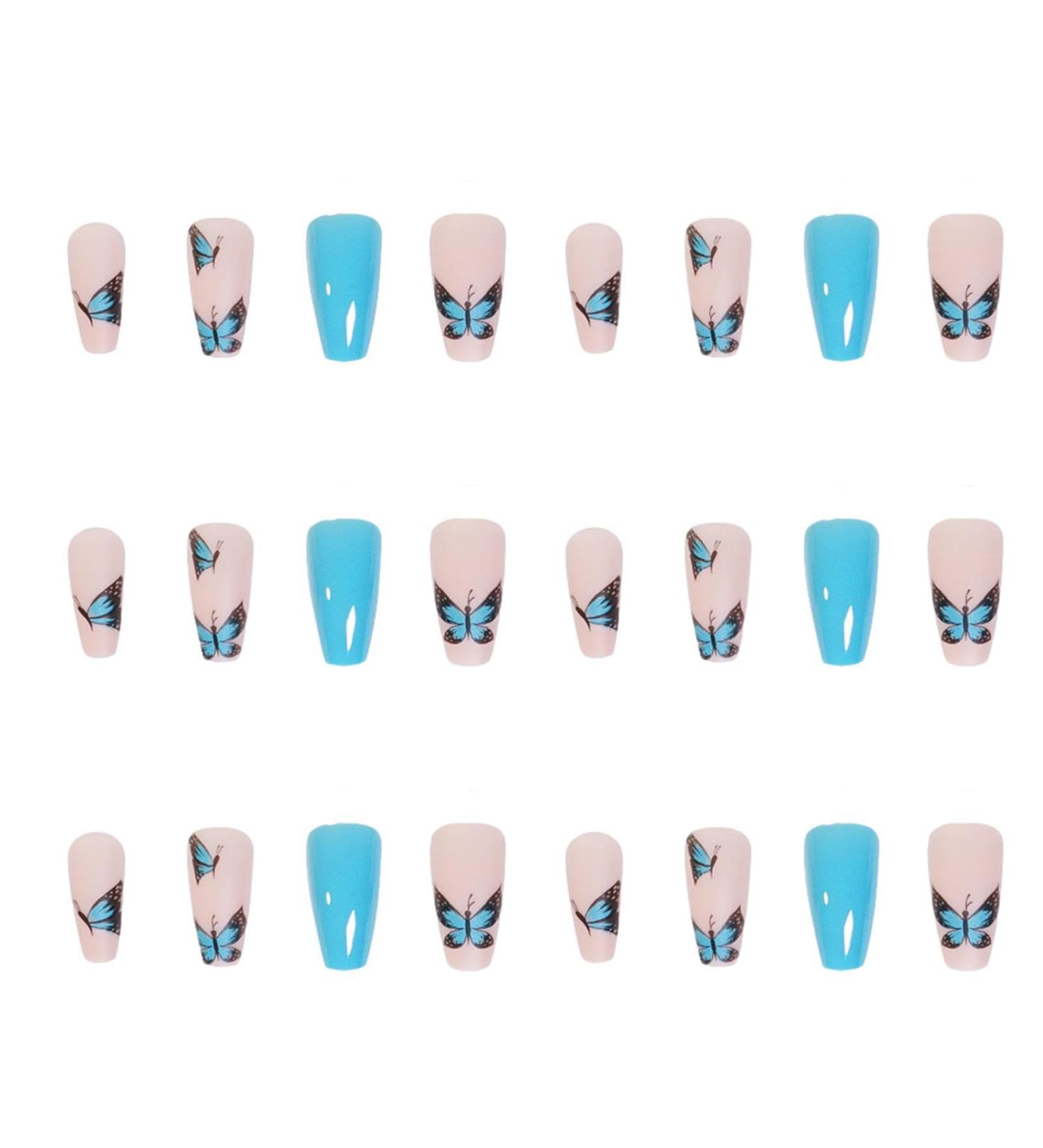 Long Nails | Ballerina Long Fake Nails with Designs | Press on Nails Reusable Stick on Nails for Women and Girls Full Decorations F Suit - Buy Online on GoSupps.com