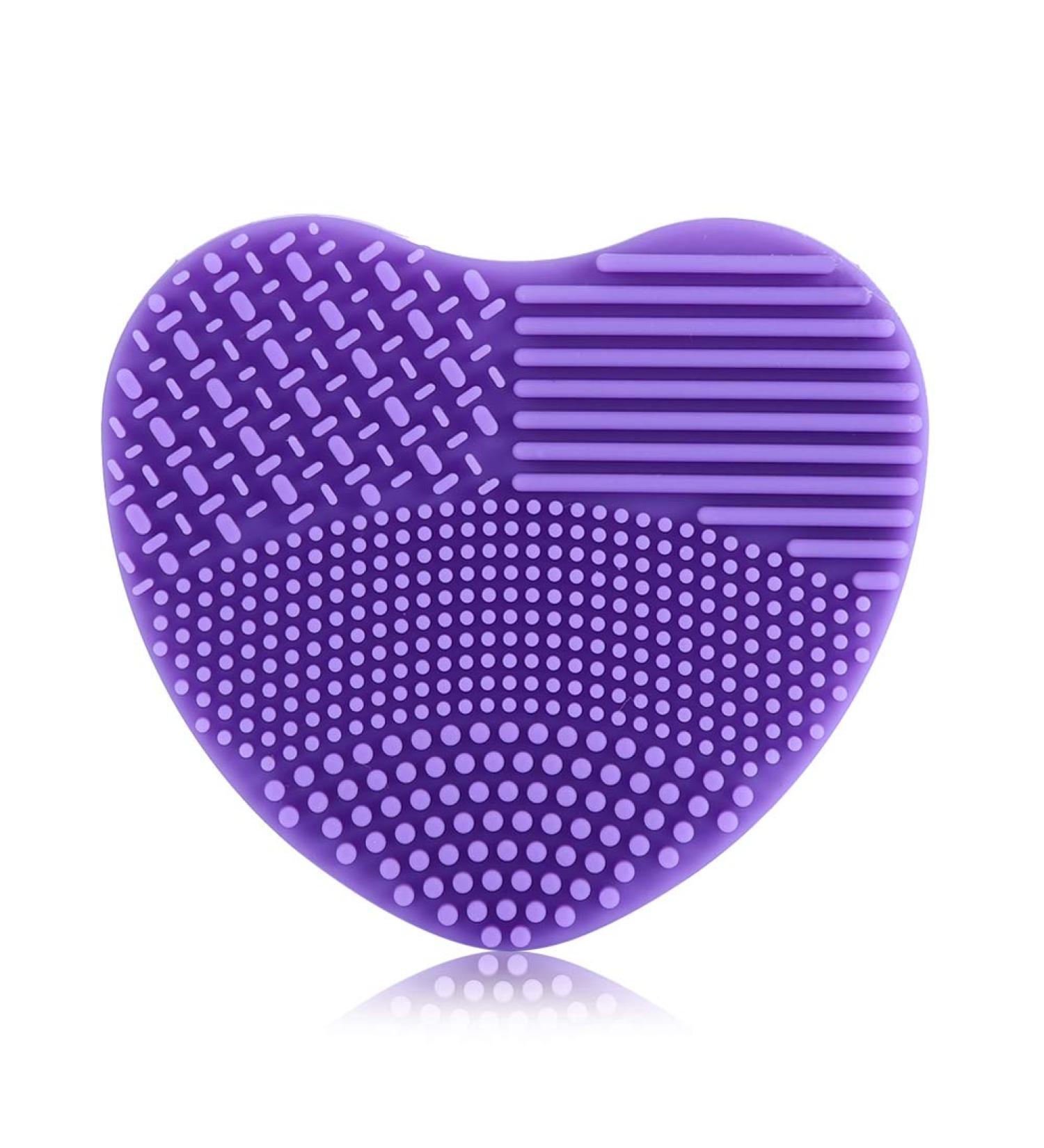 7 Colors Makeup Brush Cleaner Mat - Silicone Heart Glove Scrubber for Easy Cleaning | Purple Makeup Brush Cleaning Pad - Buy Online on GoSupps.com