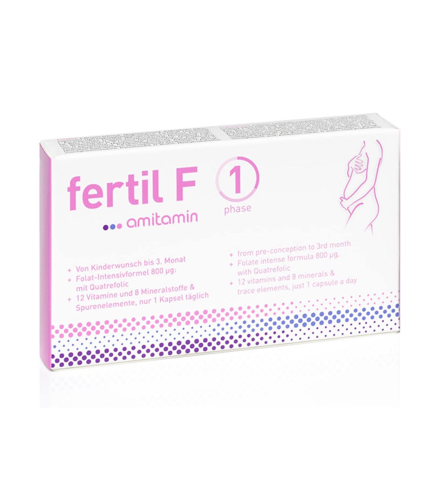 Amitamin Fertil F Phase 1 - 30 Capsules | Pharmacy Quality Fertility Support | Optimized Micronutrients for Conception Up to 3rd Month Pregnancy | Folic Acid Calcium Iron & More - Buy Online on GoSupps.com