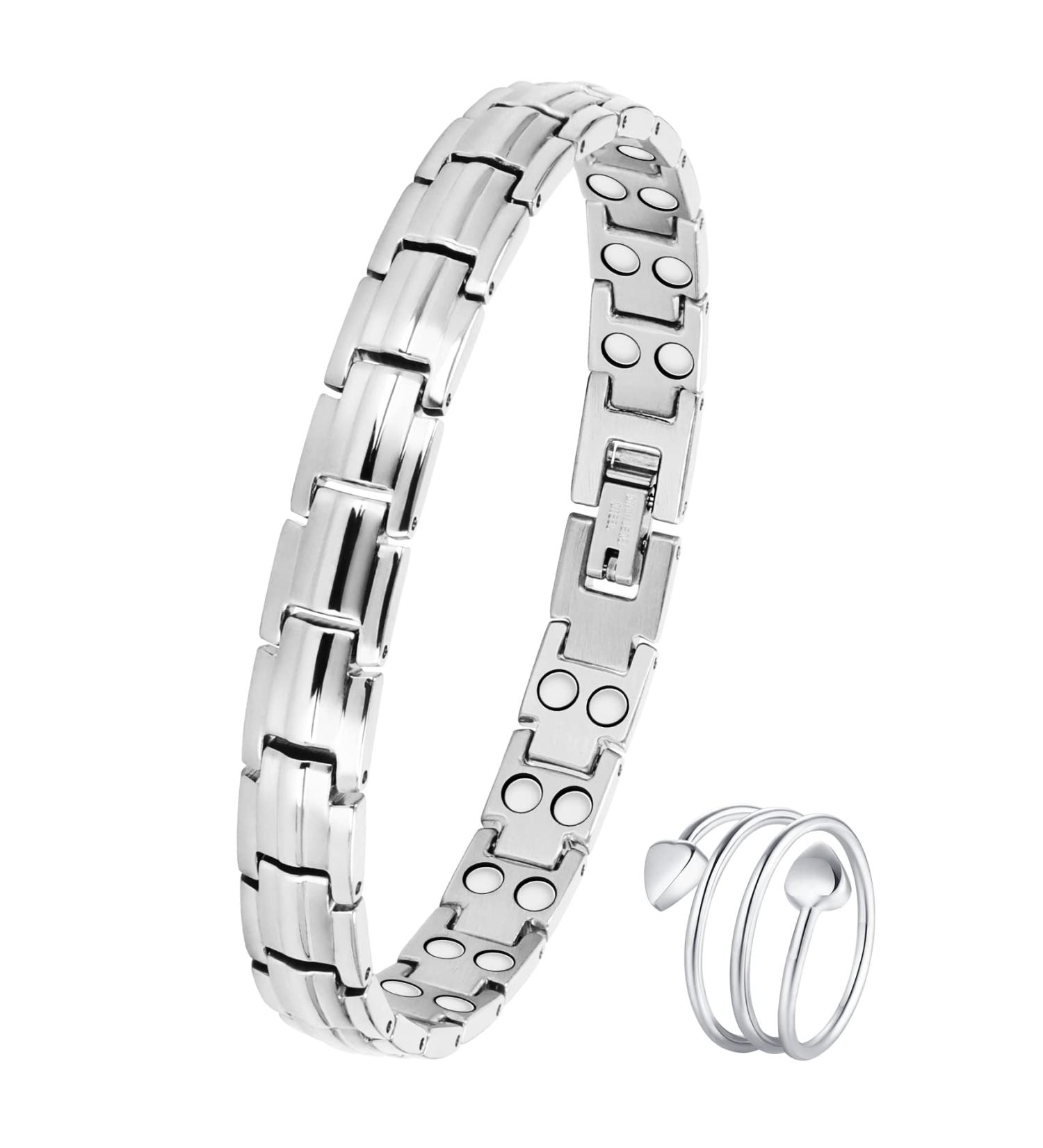 Jecanori Titanium Steel Magnetic Bracelets for Women - Ultra Strength Magnets - Silver - Gift Box Included - Buy Online on GoSupps.com