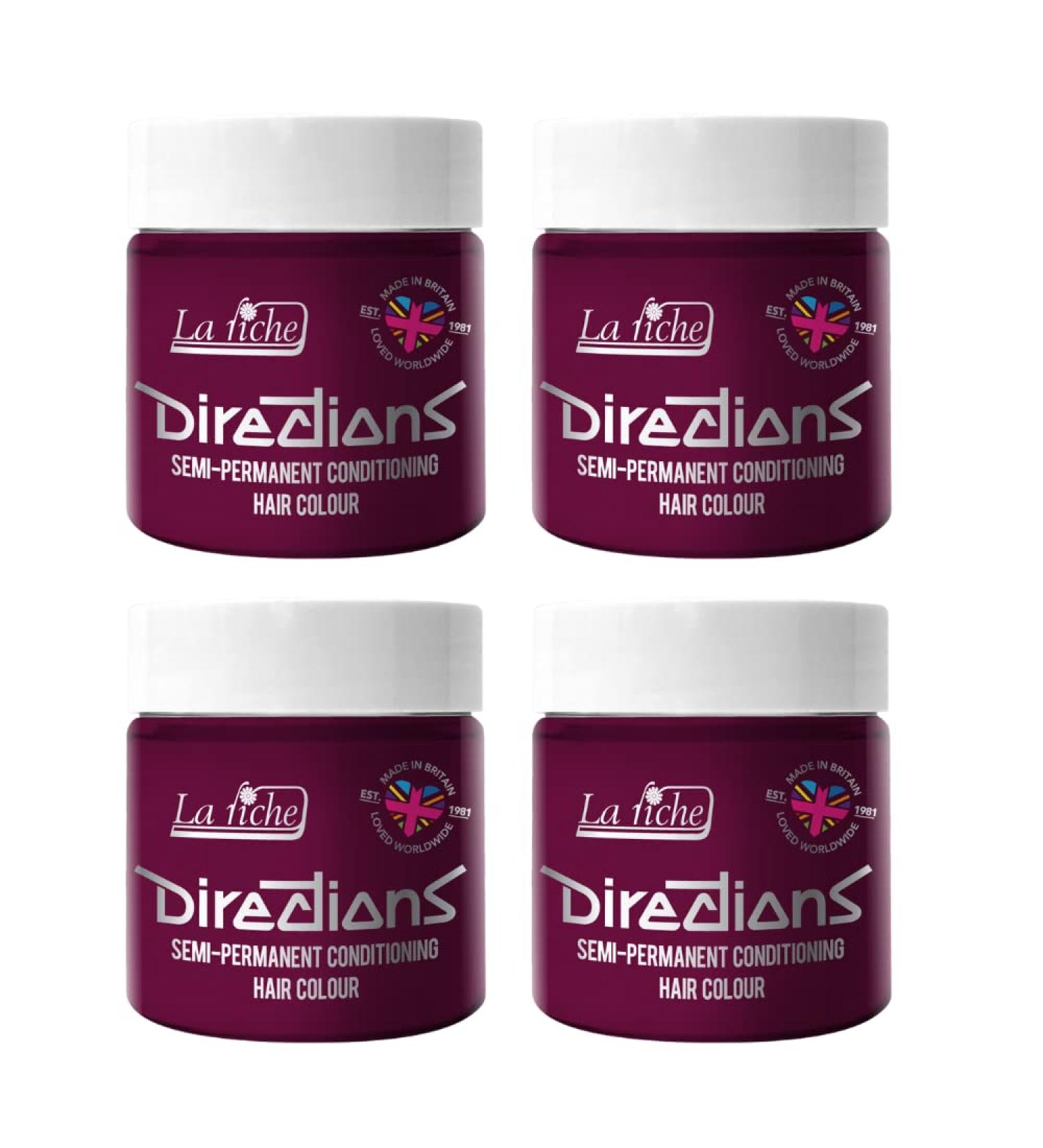La Riche Directions Semi-Permanent Hair Color 100 ml Jar 4 Pack (Dark Tulip) Dark Tulip 100 ml (Pack of 4)