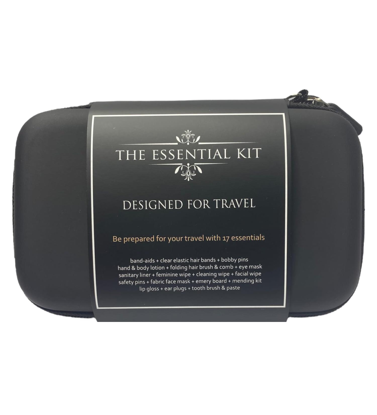 Essential Travel Kit: 17 Must-Have Personal Care & Accessories - Black Travel Amenity Kit for Your Adventure - Buy Online on GoSupps.com